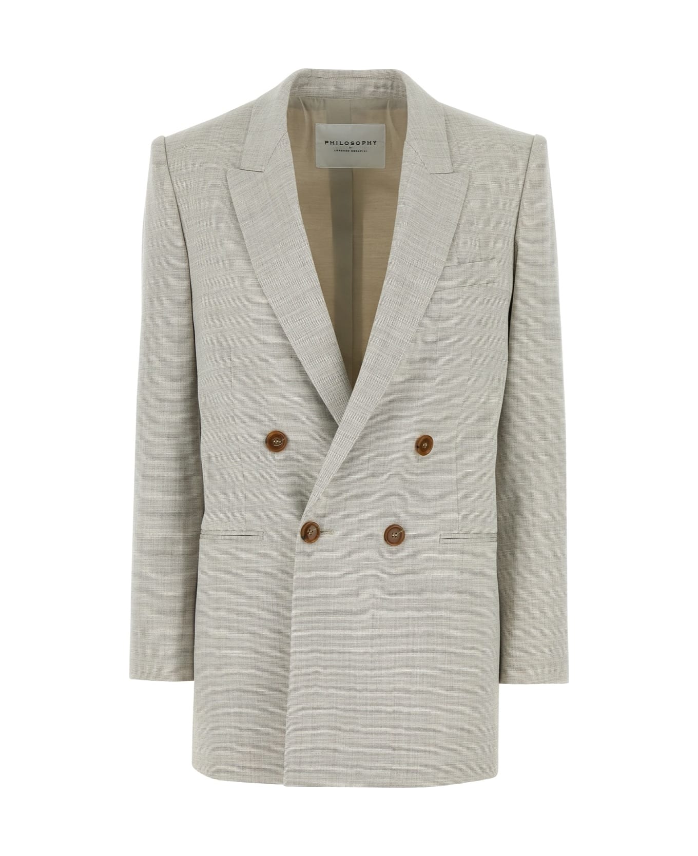 Philosophy di Lorenzo Serafini Melange Light Grey Stretch Wool Blend Blazer - FANTASIABIANCO