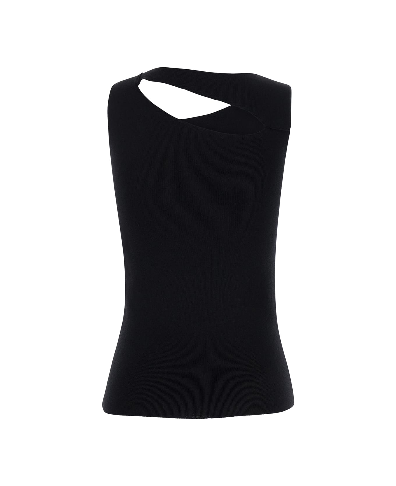 SEMICOUTURE Black Sleeveless Top With Cut-out At The Front And Back In Viscose Blend Woman - Black