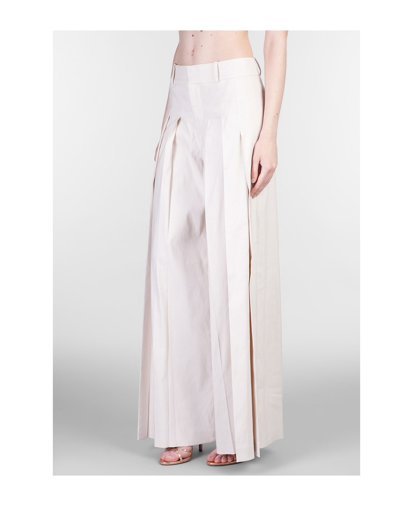 Alice + Olivia Simon Pants In Beige Linen - beige