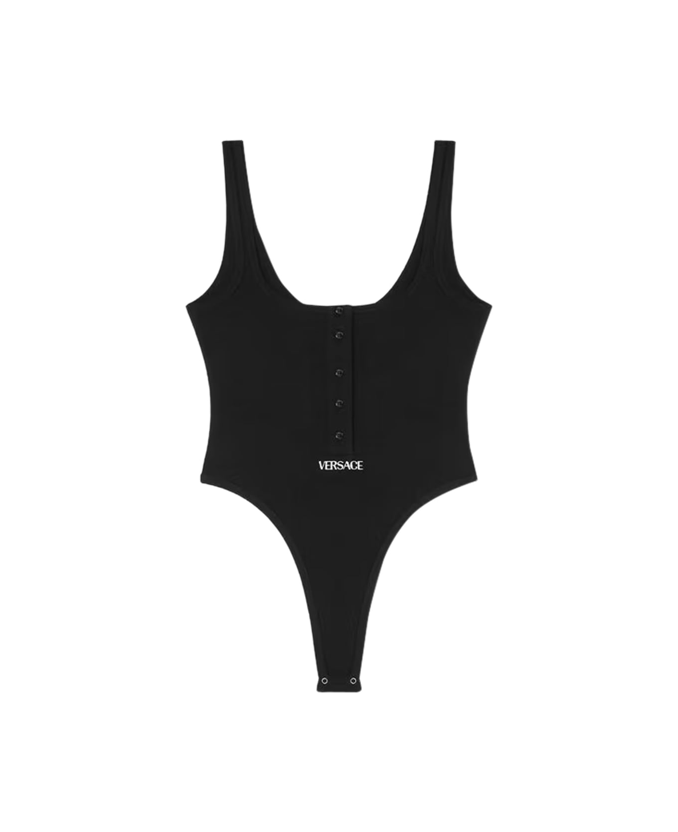 Versace Ribbed Bodysuit. - BLACK