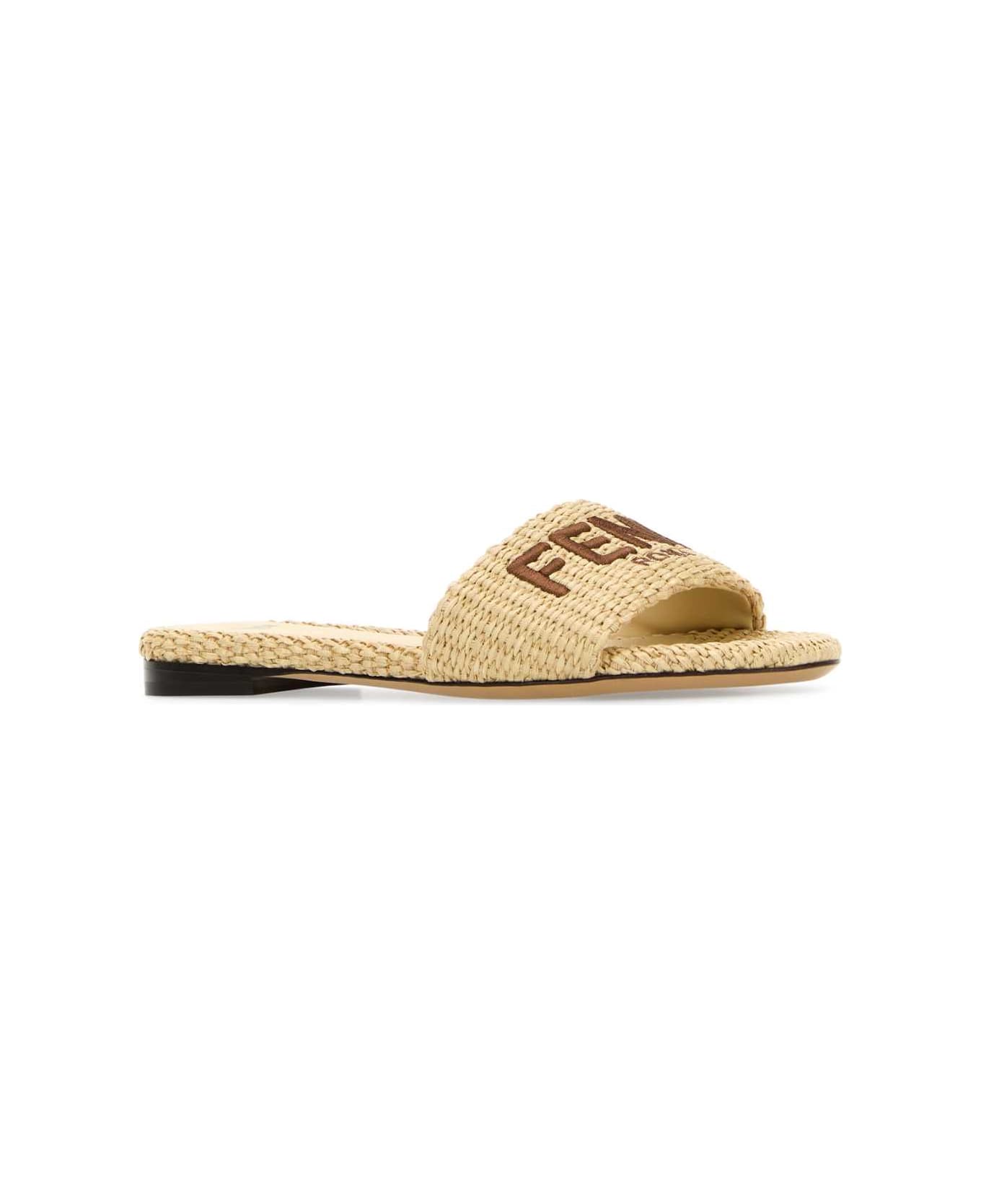 Fendi Raffia Signature Slippers - ALCHEMYGIANDUIA