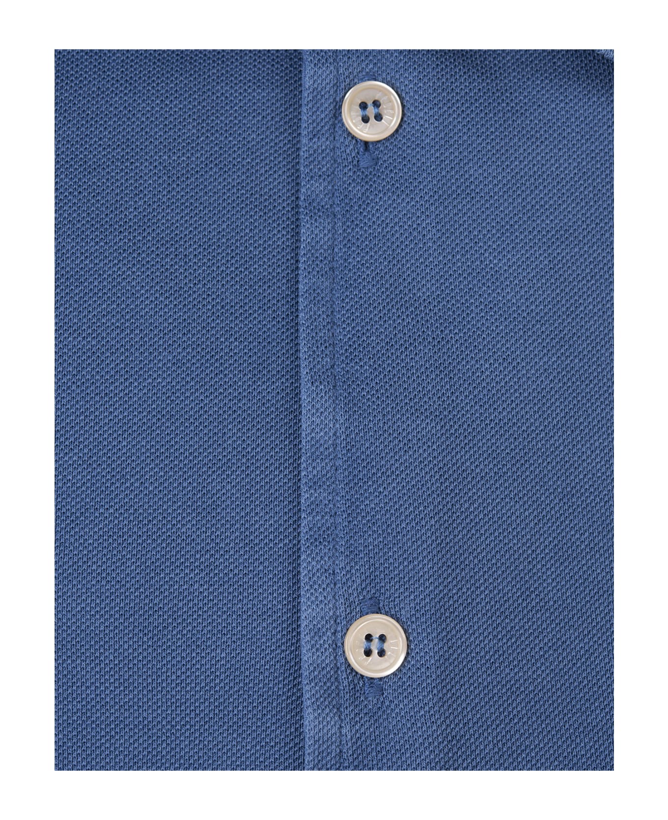 Fedeli Shirt In Cobalt Blue Cotton Piqué - Blue