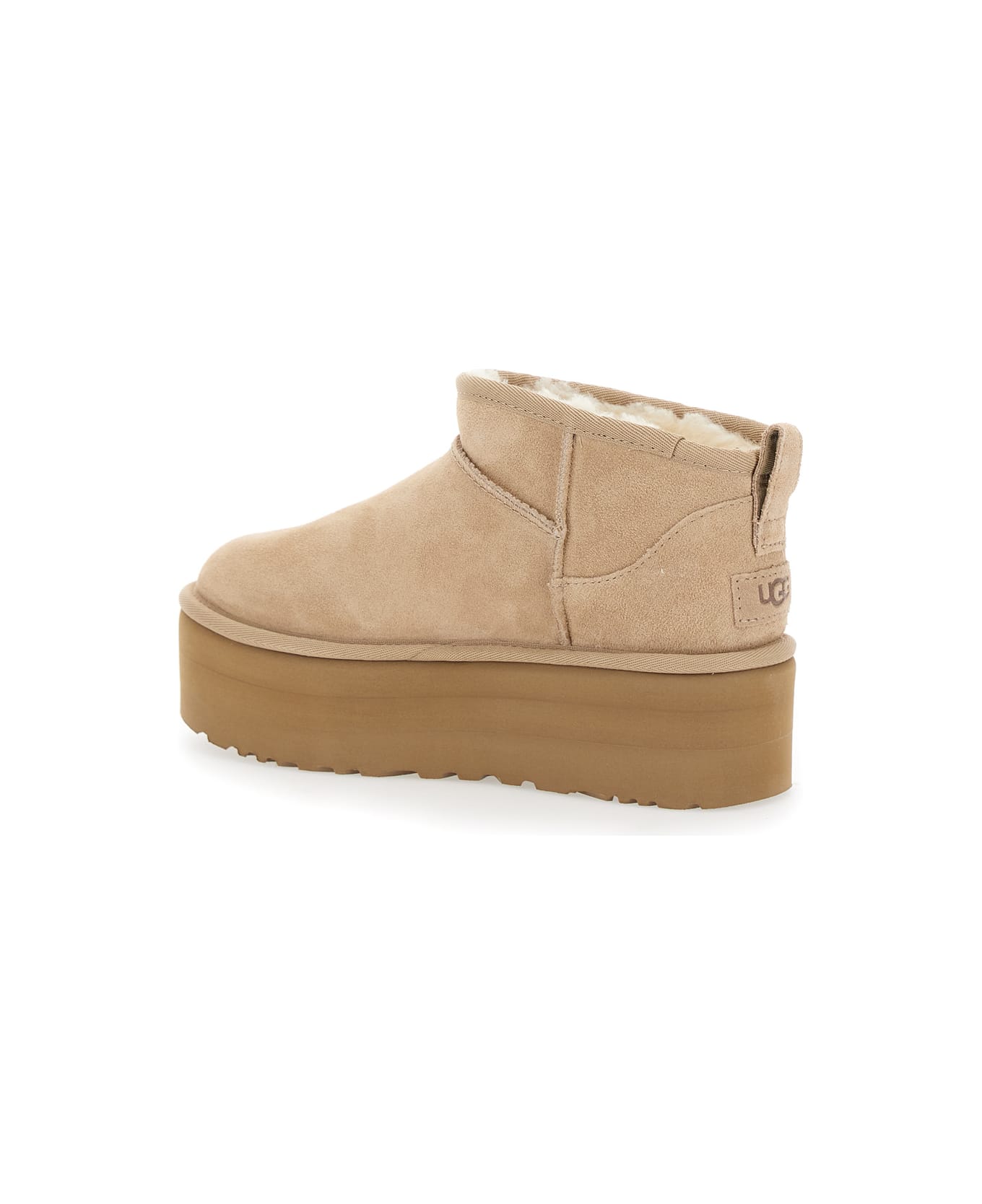 UGG 'classic Ultramini' Beige Ankle Boots With Platform In Suede Woman - Beige