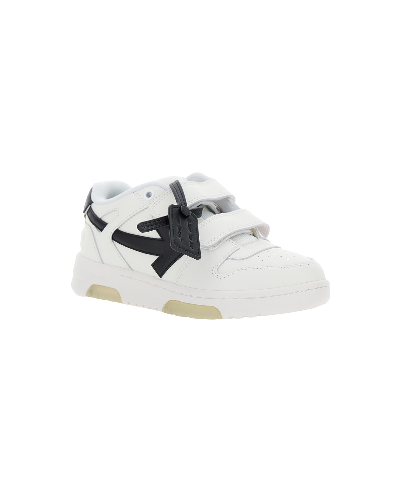 Off-White 'out Of Office' White Low Top Sneakers With Velcro Straps In Leather Boy - White シューズ