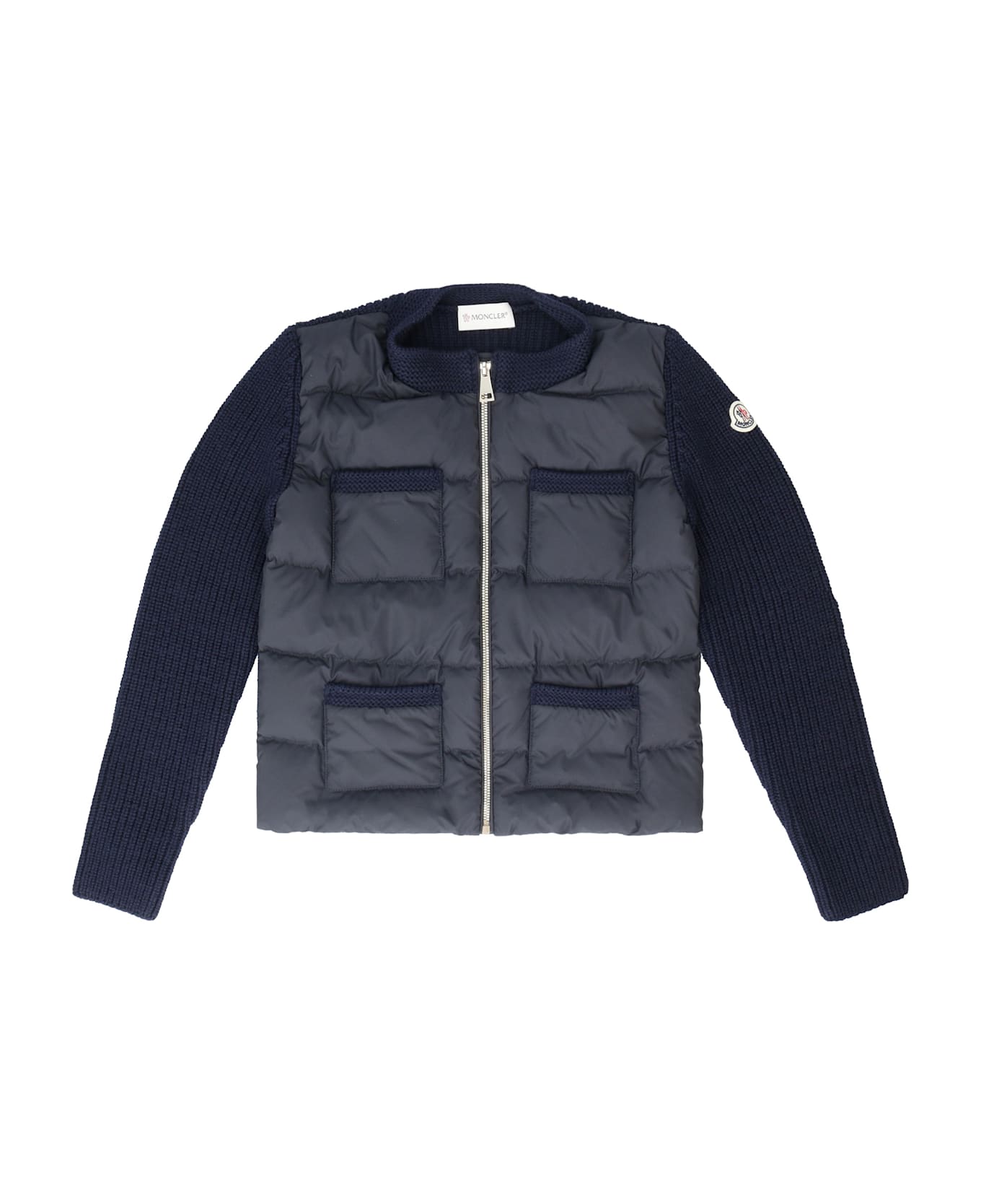 Moncler Cardigan With Padded Front Panel - blue
