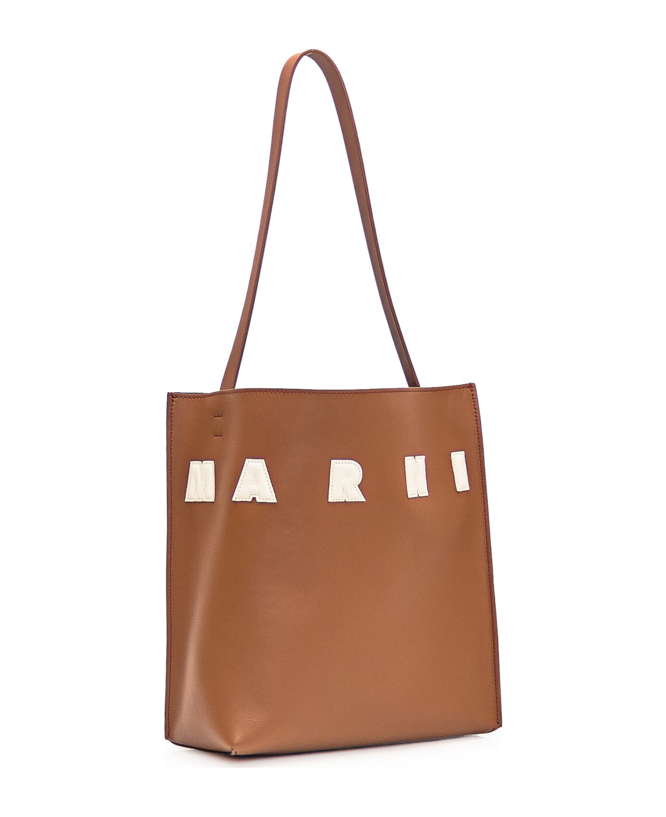 Marni Museo Logo-patch Small Shoulder Bag - Moca/ivory