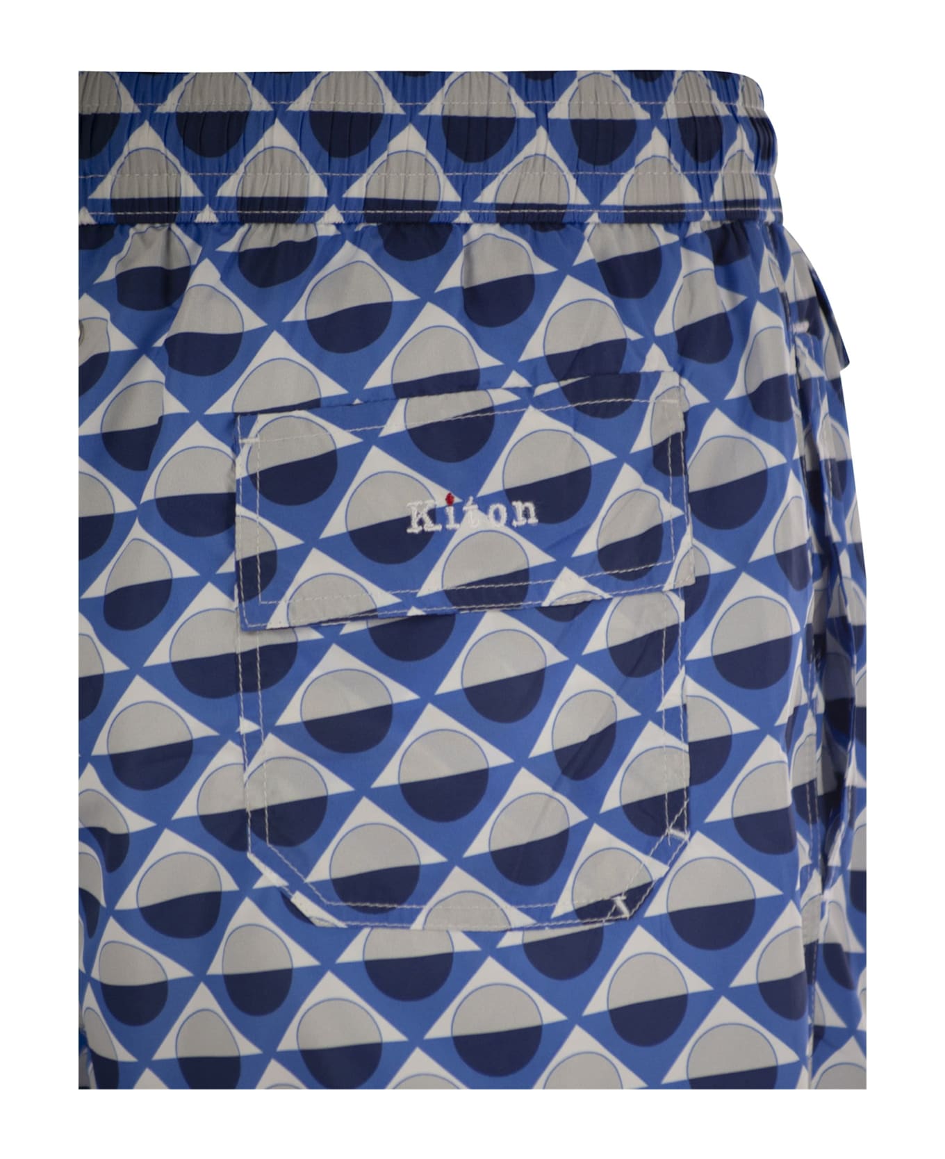 Kiton Patterned Beach Boxers - White/blue