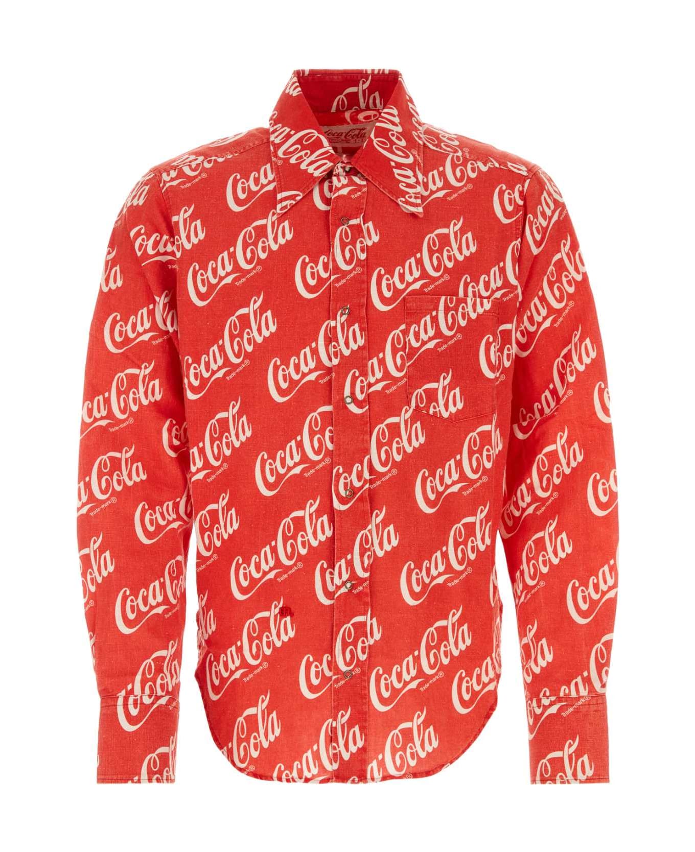 ERL Printed Cotton And Linen Erl X Cocacola Shirt - REDCOCACOLA シャツ