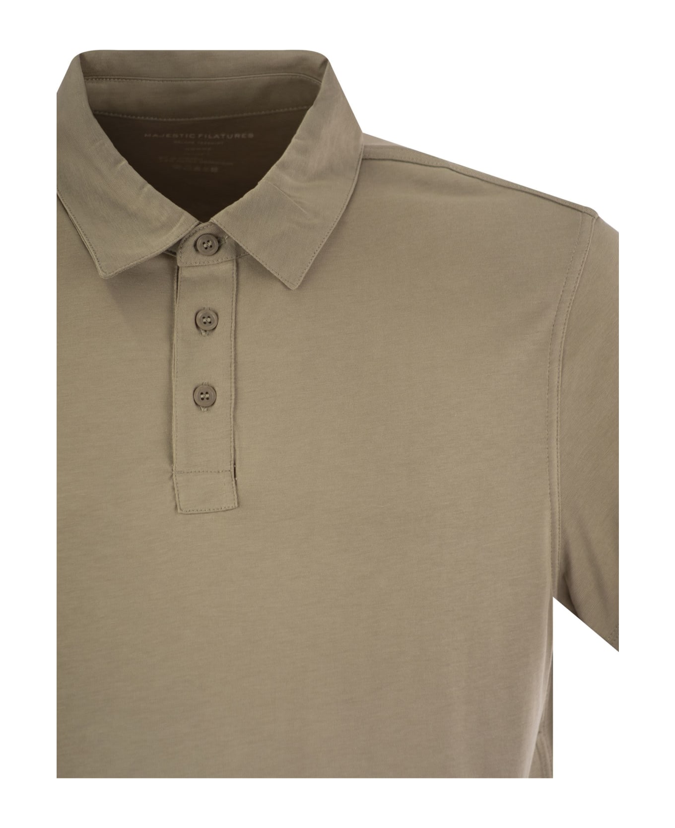 Majestic Filatures Short-sleeved Polo Shirt In Lyocell - DESERTO
