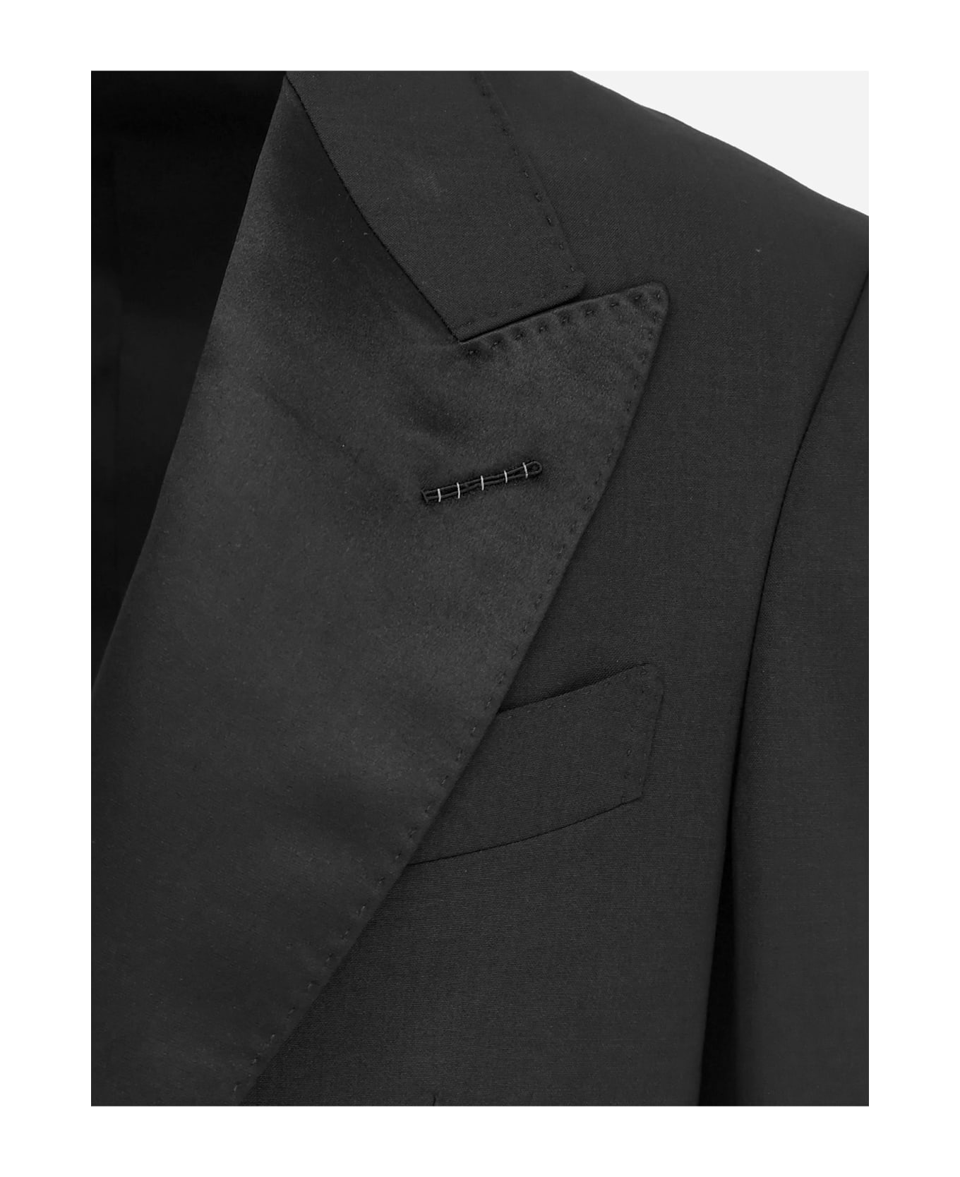 Tom Ford Wool Tuxedo With Satin Profiles - Black