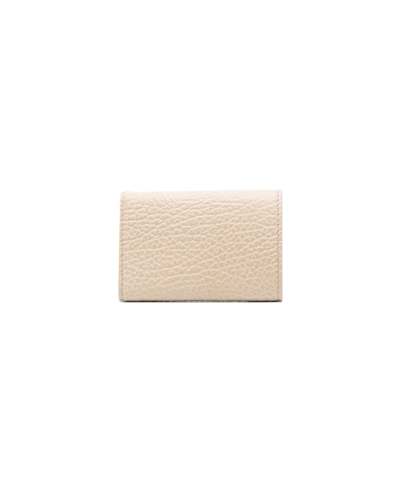 Maison Margiela Beige Compact Card Holder With Four-stitch Detail In Grained Leather Woman Maison Margiela - Non definito