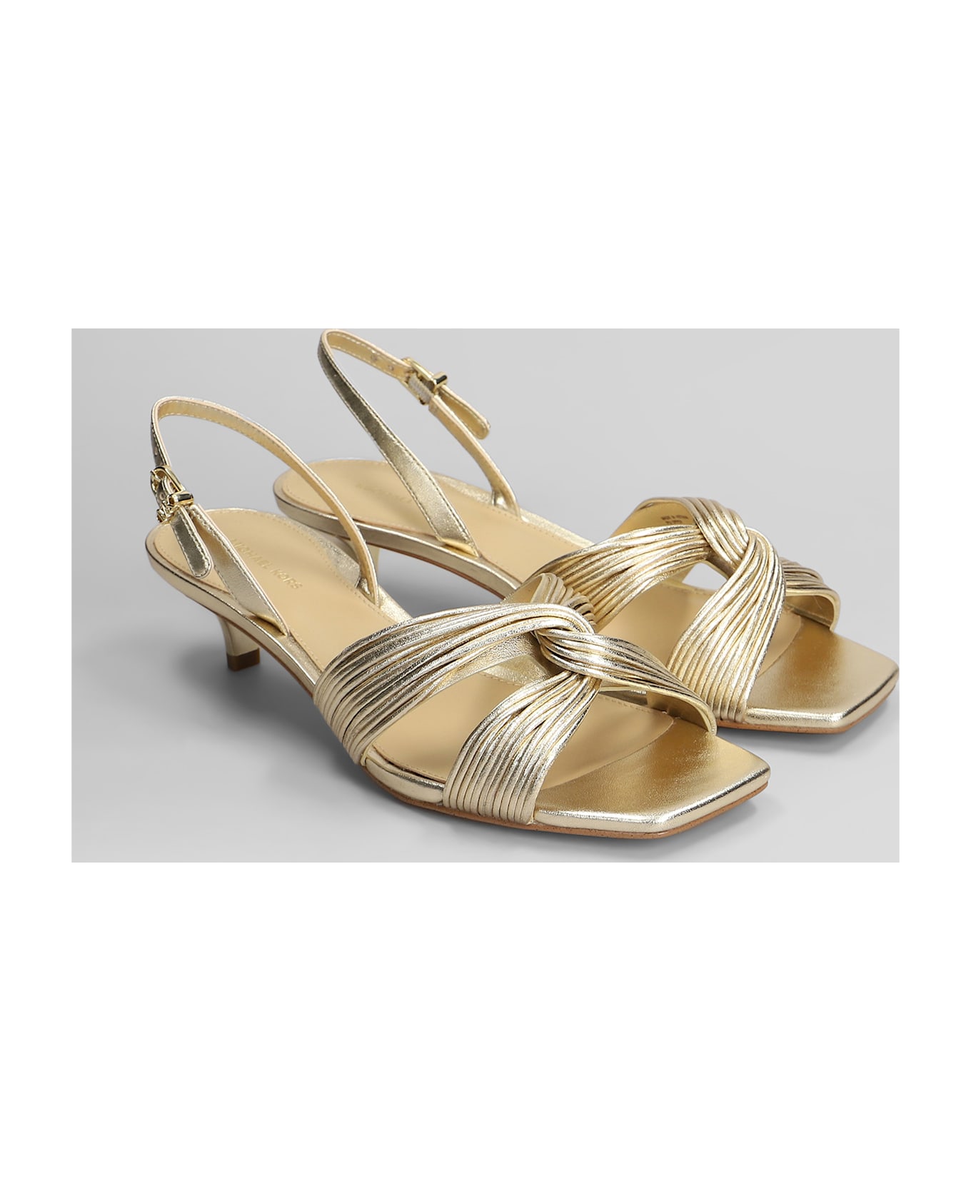 Michael Kors Alessia Sandals In Gold Leather - gold