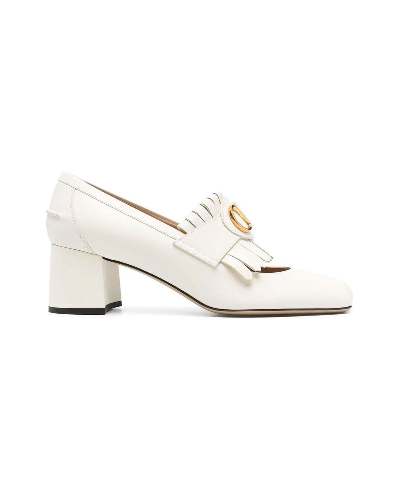 Valentino Garavani Vlogo Signature Fringe Detailed Pumps - White