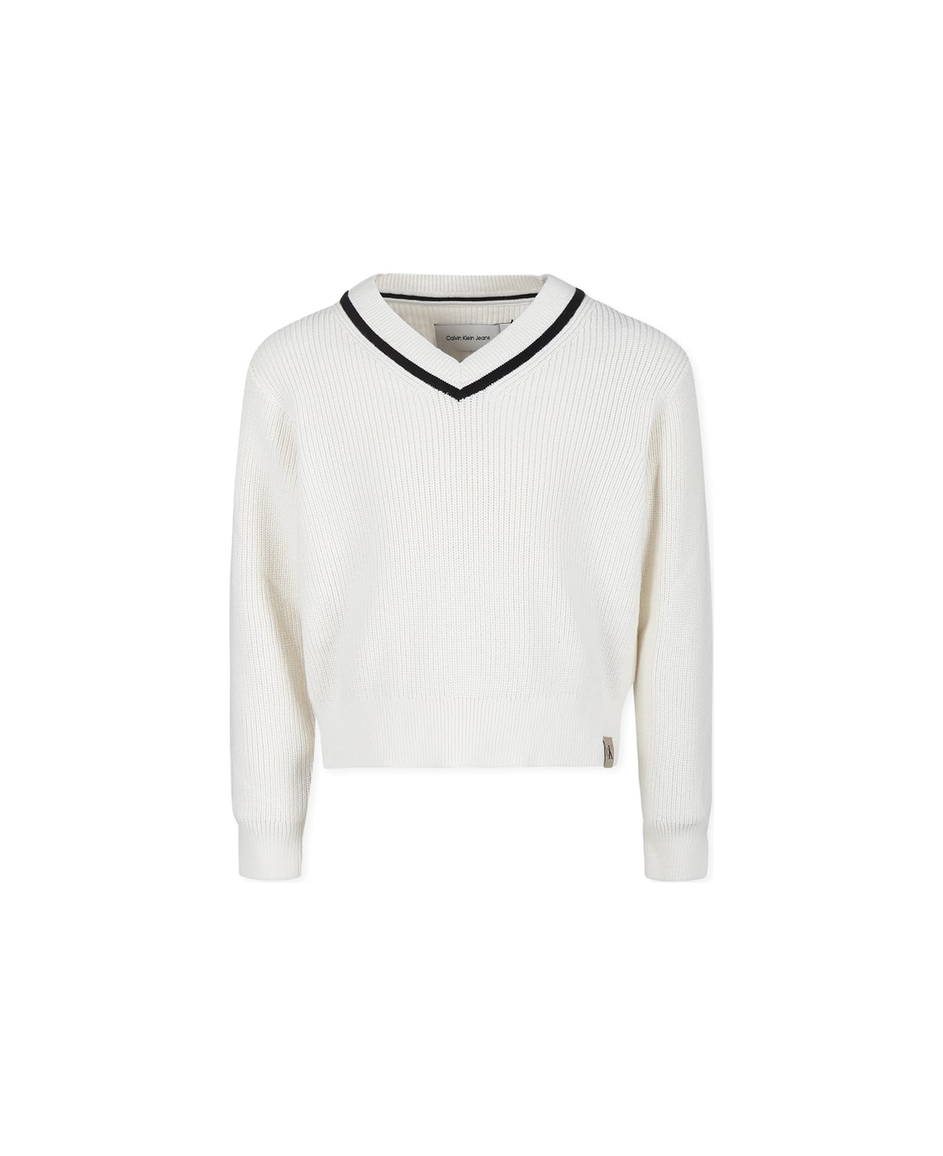 Calvin Klein Ivory Sweater For Boy With Logo - Ivory