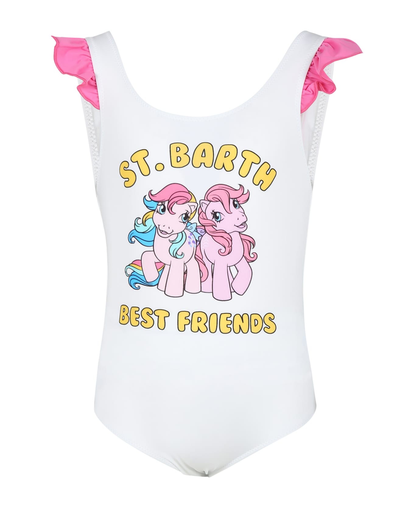 MC2 Saint Barth White Swimsuit For Girl With My Little Pony Print - White 水着