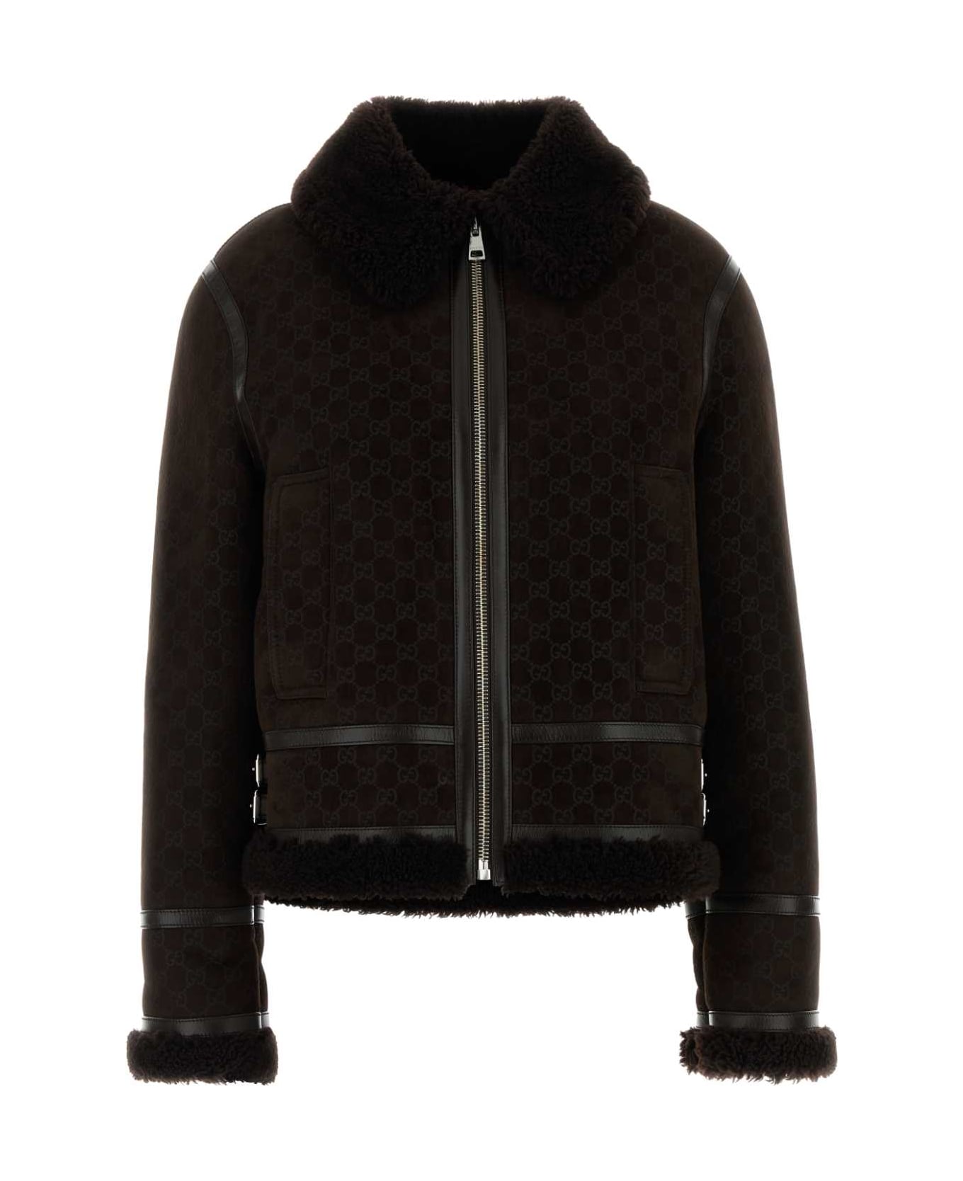 Gucci Printed Suede Jacket - BROWN