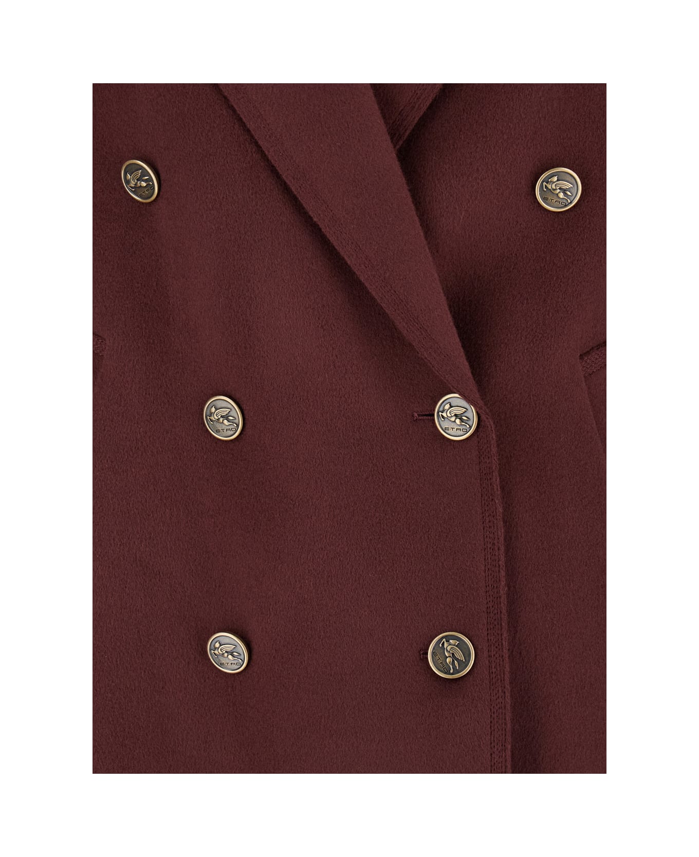 Etro Bordeaux Double-breasted Jacket With Logo Detail On