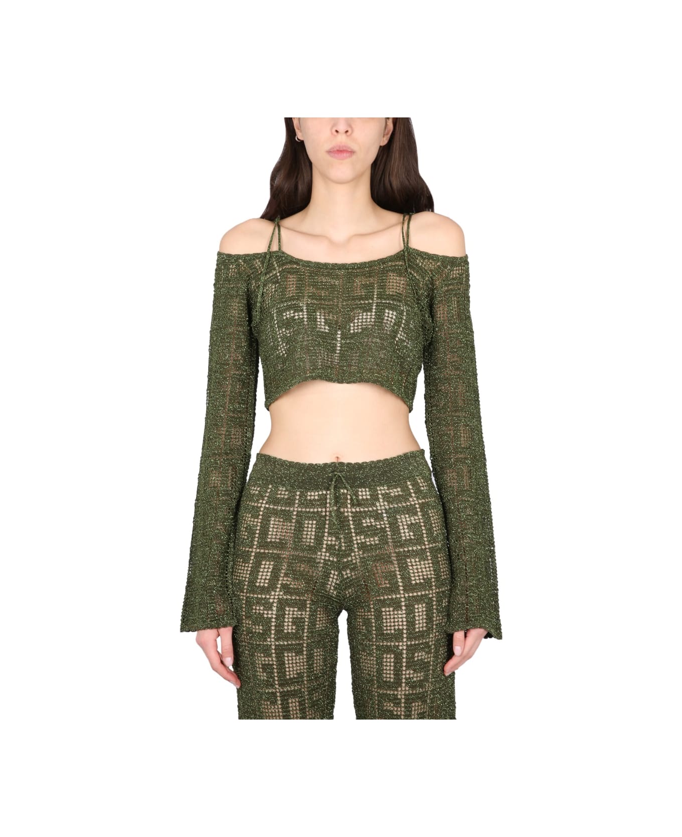 GCDS Monogram Macrame Top - MILITARY GREEN