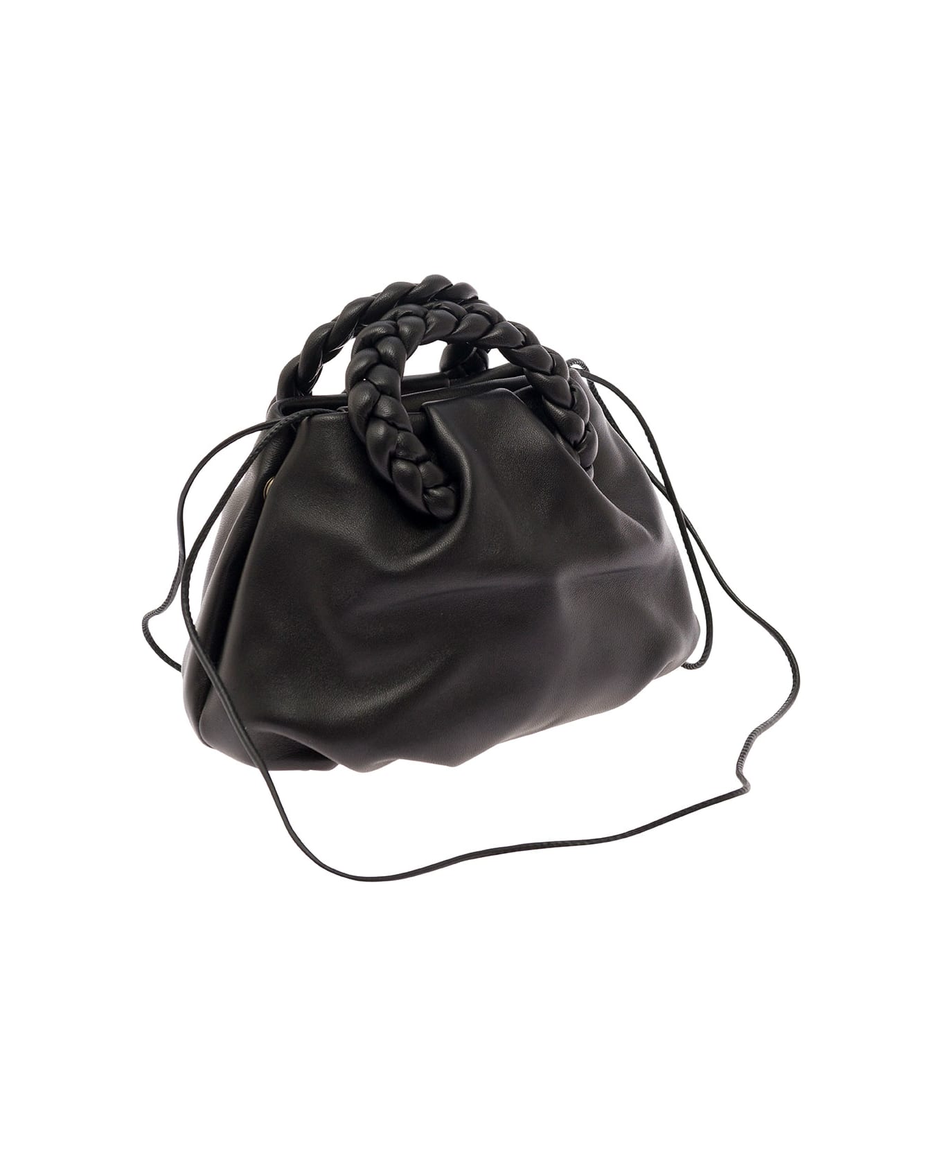 Hereu 'bombon' Black Handbag With Braided Handles In Leather Woman - Black トートバッグ