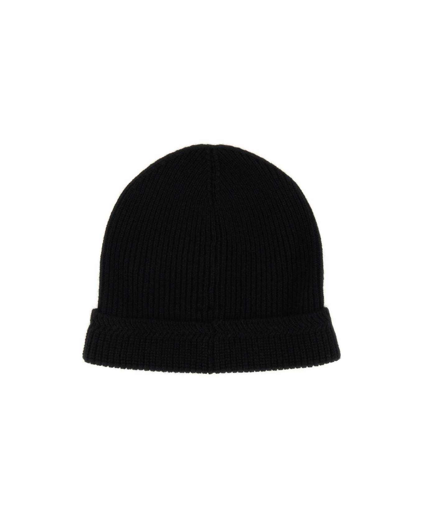 Tom Ford Tf Patch Ribbed Beanie - Black