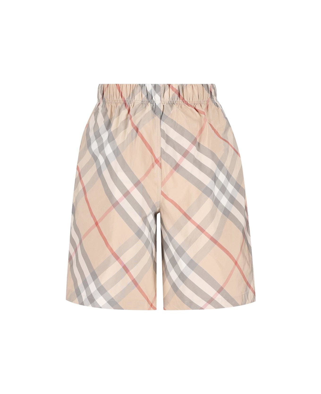 Burberry Mid-rise Check-printed Deck Shorts - NEUTRALS