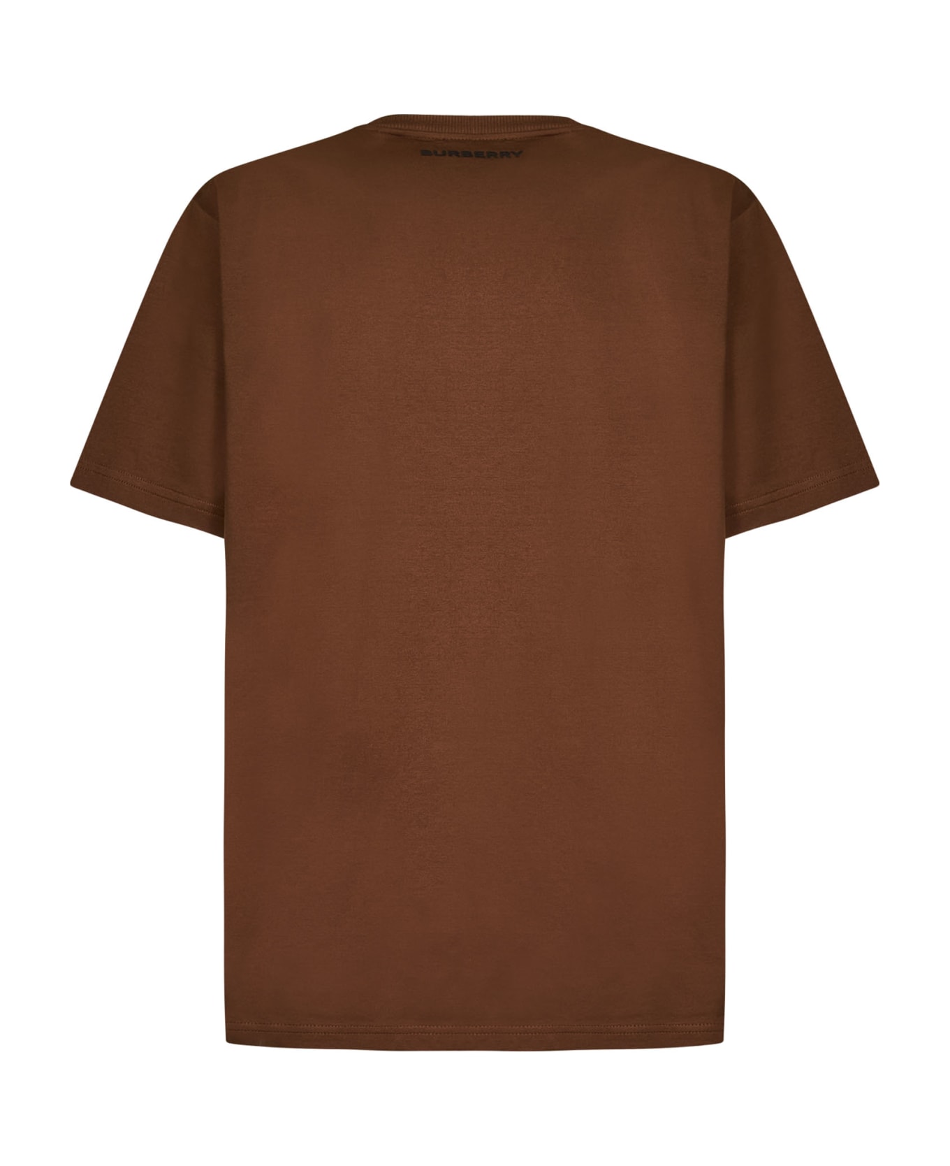 Burberry Brown Crewneck T-shirt With Graphic Print In Cotton Man - Beige