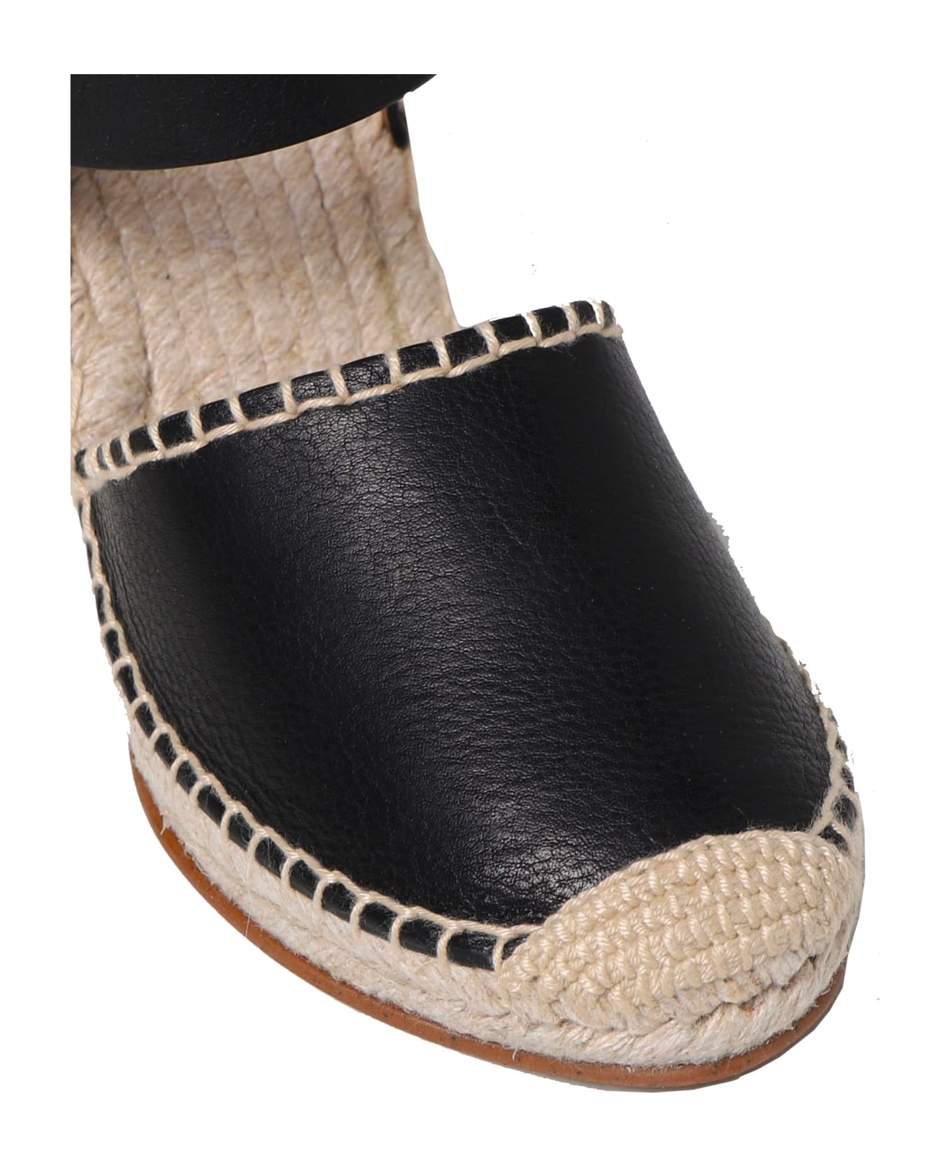 Chloé Leather Wedge Sandals - Black