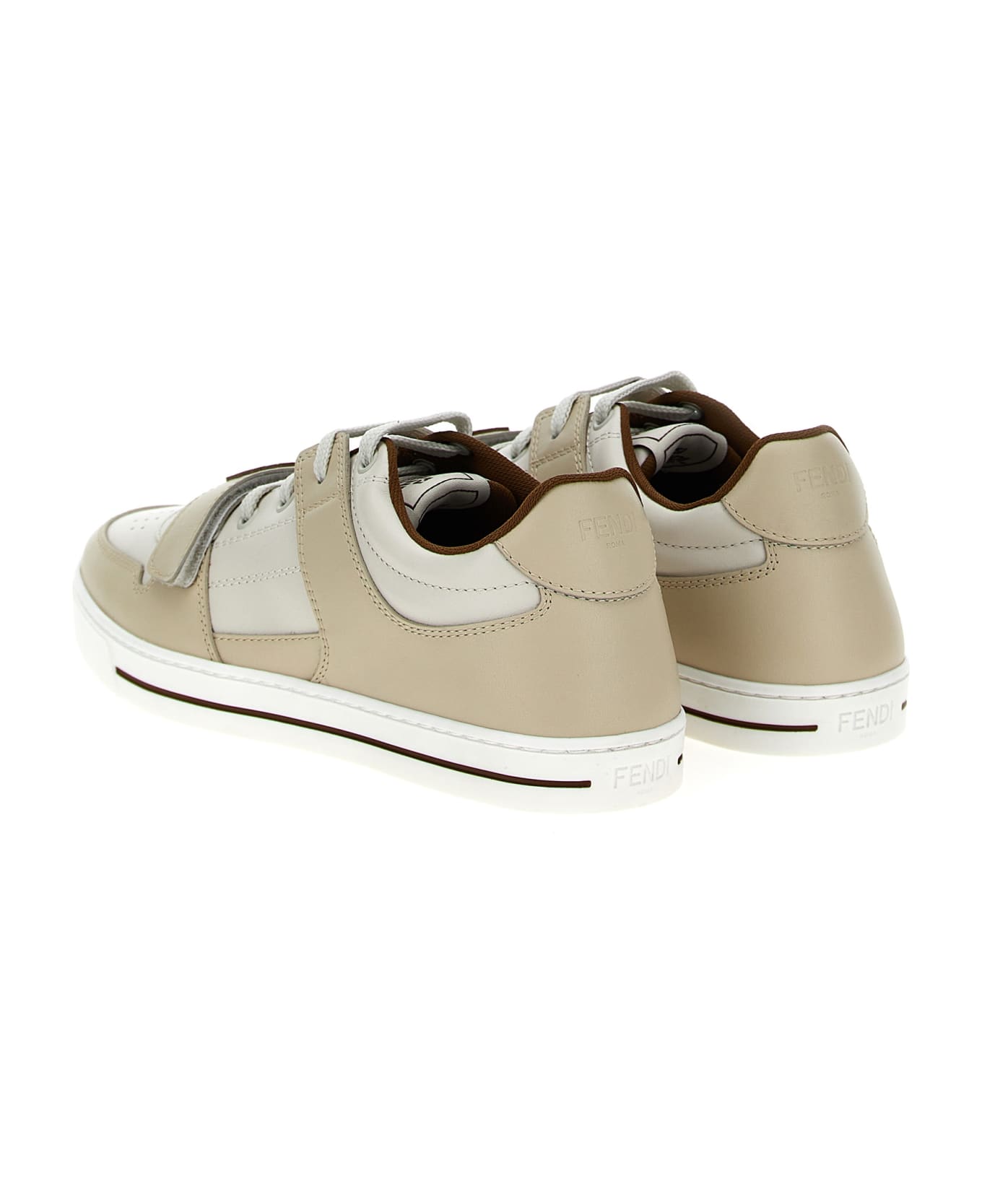 Fendi Leather Sneakers - Beige