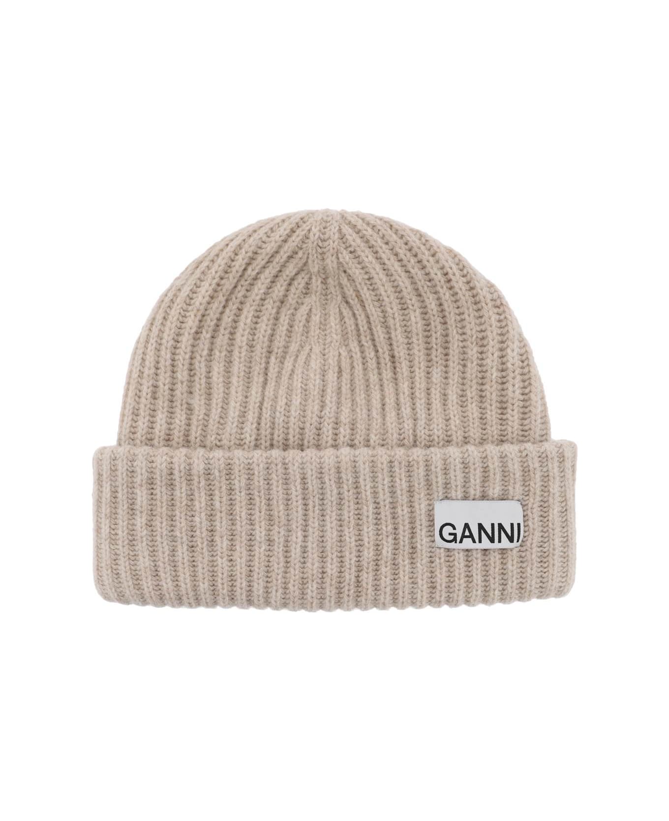 Ganni Hats In Beige Wool - Brazilian Sand