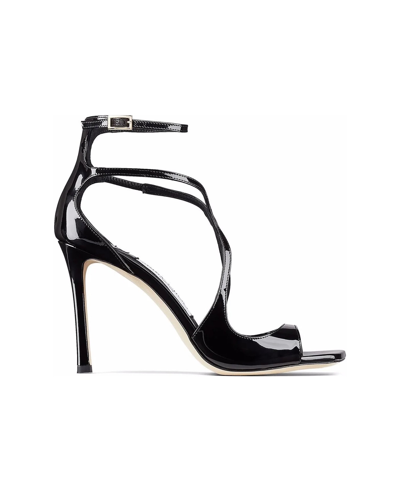 Jimmy Choo Azia Sandals In Black Patent Leather - Black