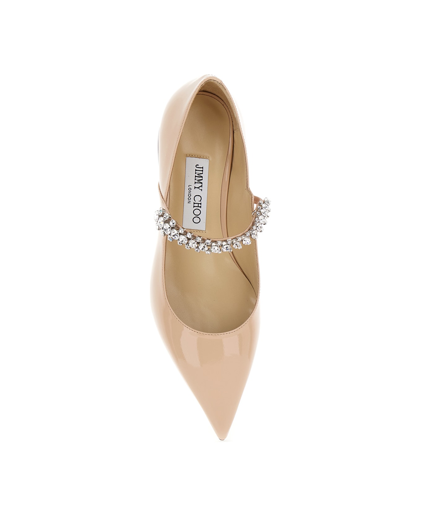 Jimmy Choo Pink Rhinestoned Ballet Shoes With Low Heel In Patent Leather Woman - Pink