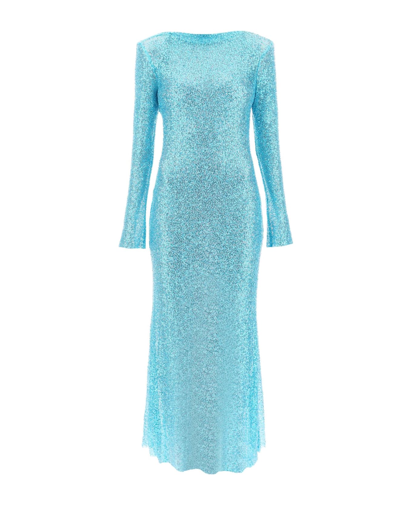 self-portrait Long-sleeved Maxi Dress With Sequins And Beads - BLUE (Light blue)