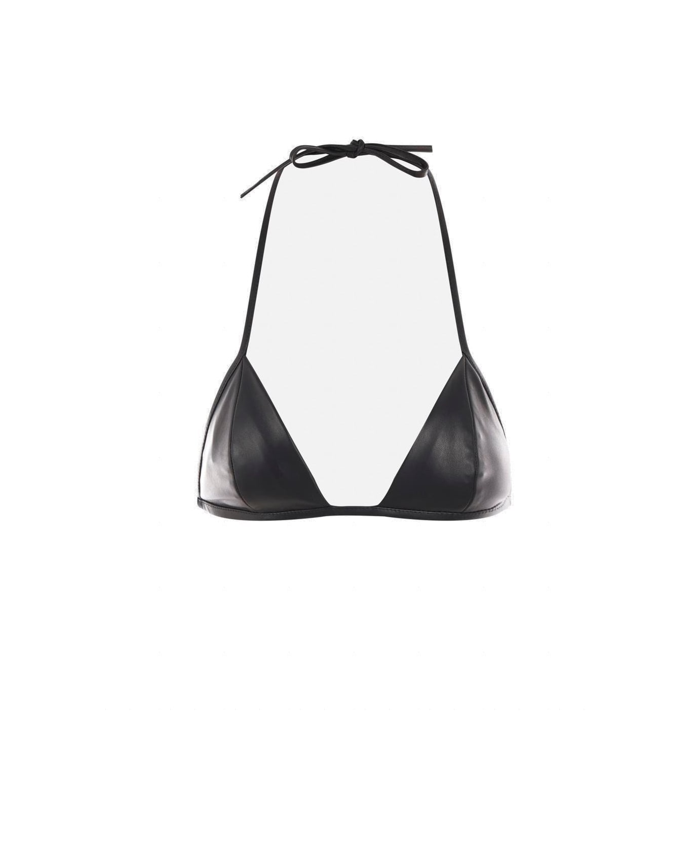 Rick Owens Halterneck Leather Top - Black