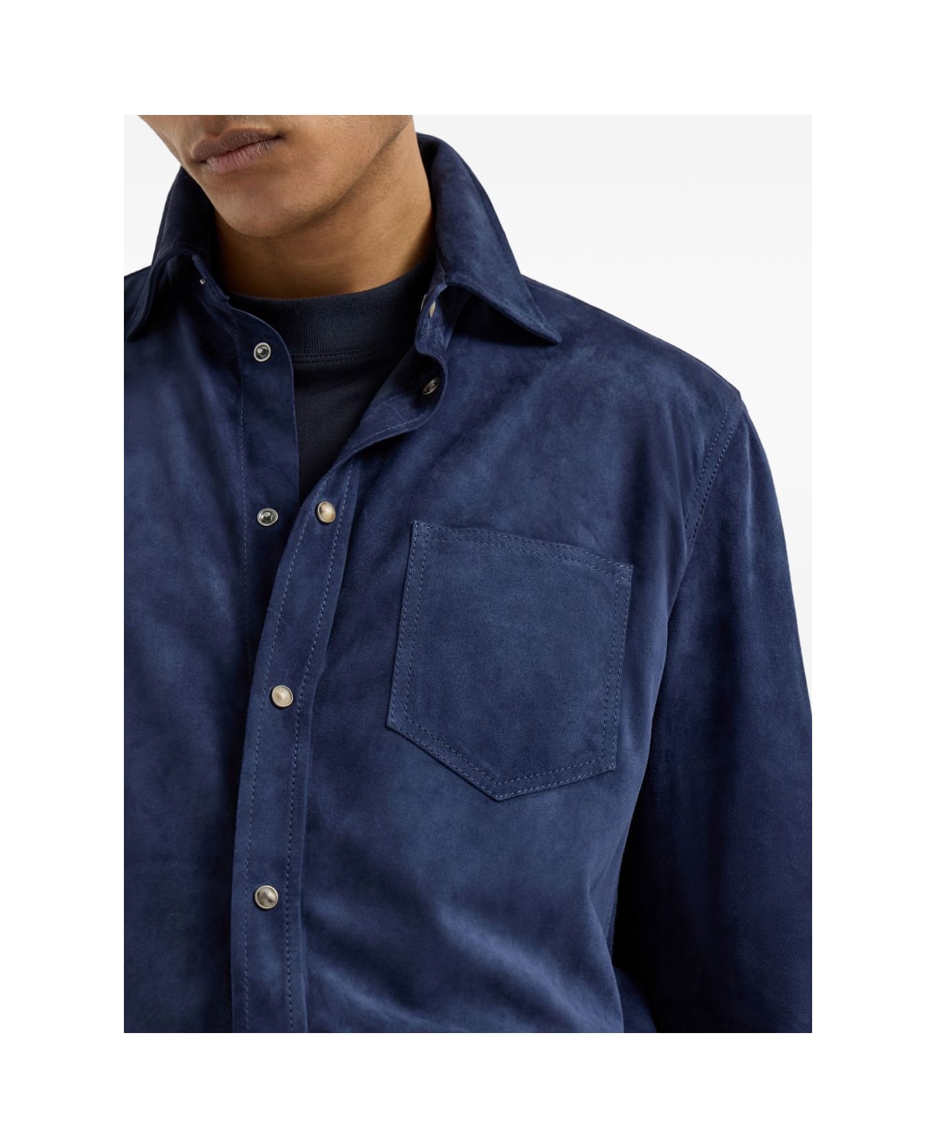 Brunello Cucinelli Leather Shirt - Blue