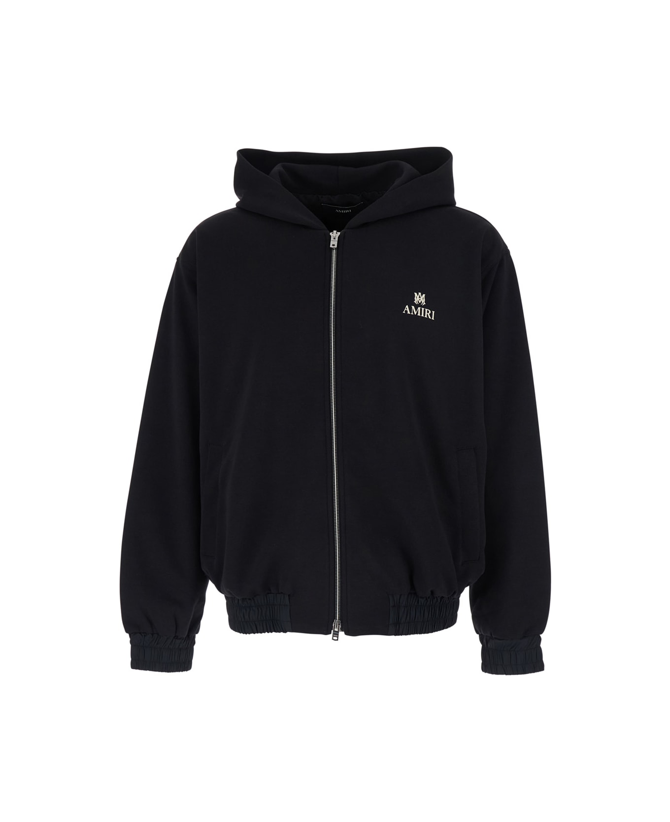AMIRI Black Zip-up Hoodie With Front Logo Lettering In Cotton Man - Black