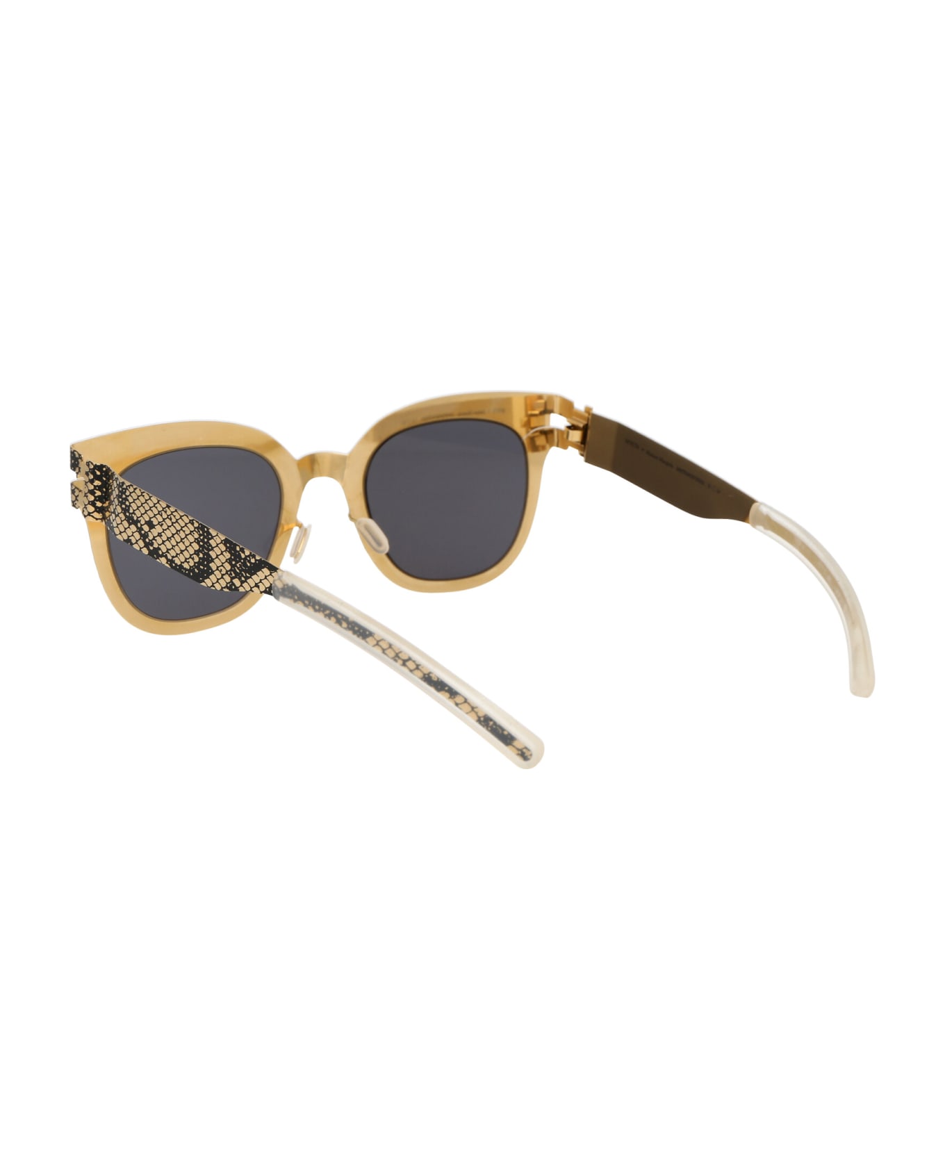 Mykita Mmtransfer002 Sunglasses - 239 Gold Black Python Dark Grey Solid
