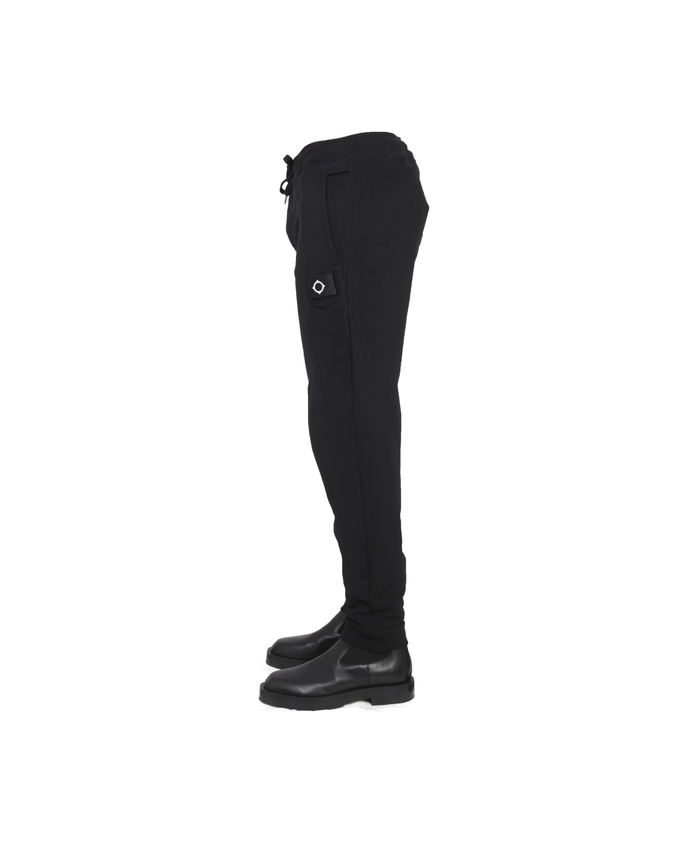Ma.Strum Jogging Pants With Iconic Label - BLACK ラウンジウェア