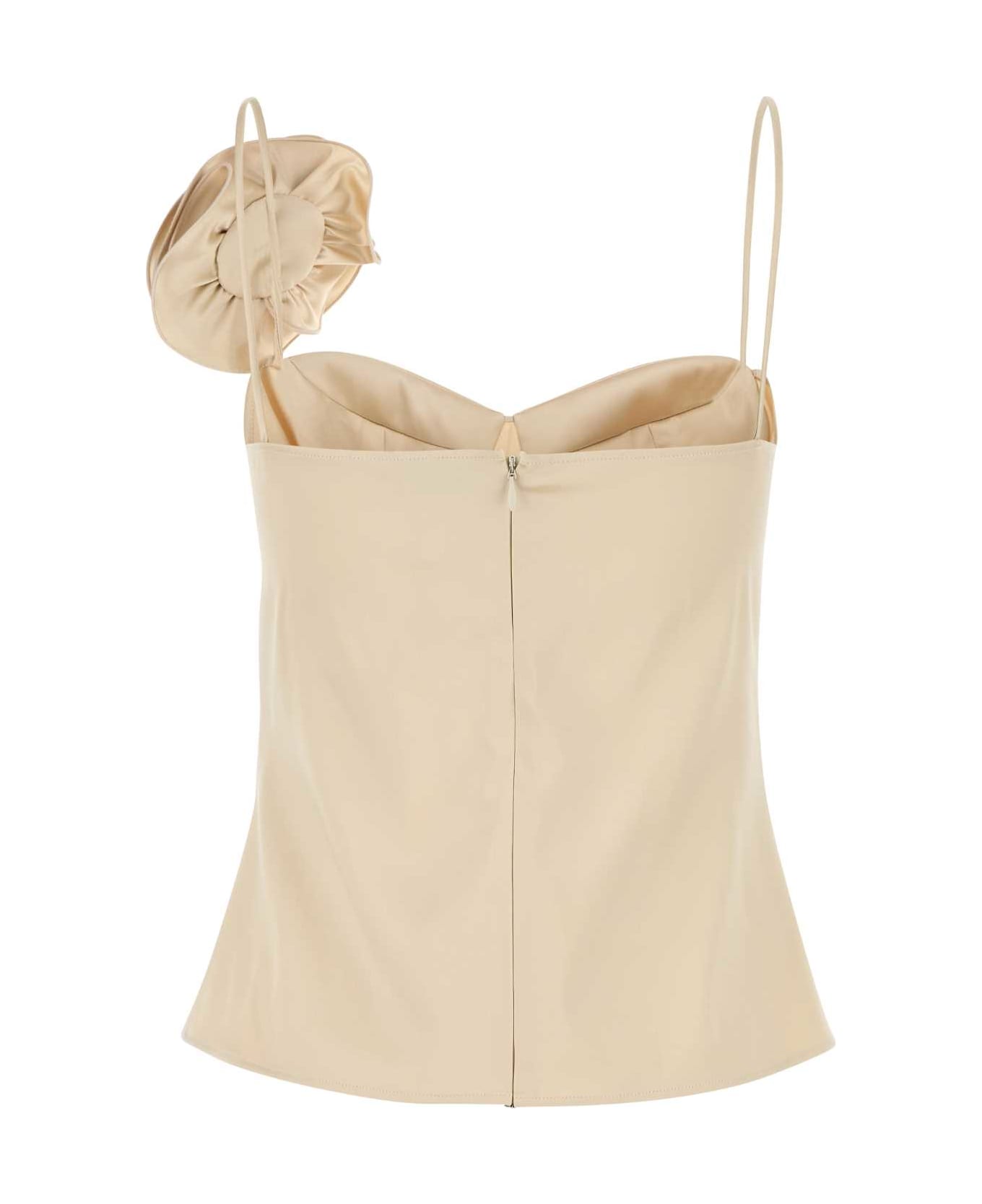 Magda Butrym Beige Stretch Satin Top - BEIGE