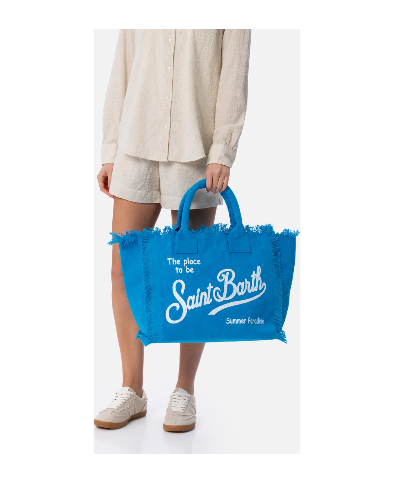 MC2 Saint Barth Light Blue Cotton Canvas Vanity Tote Bag - SKY