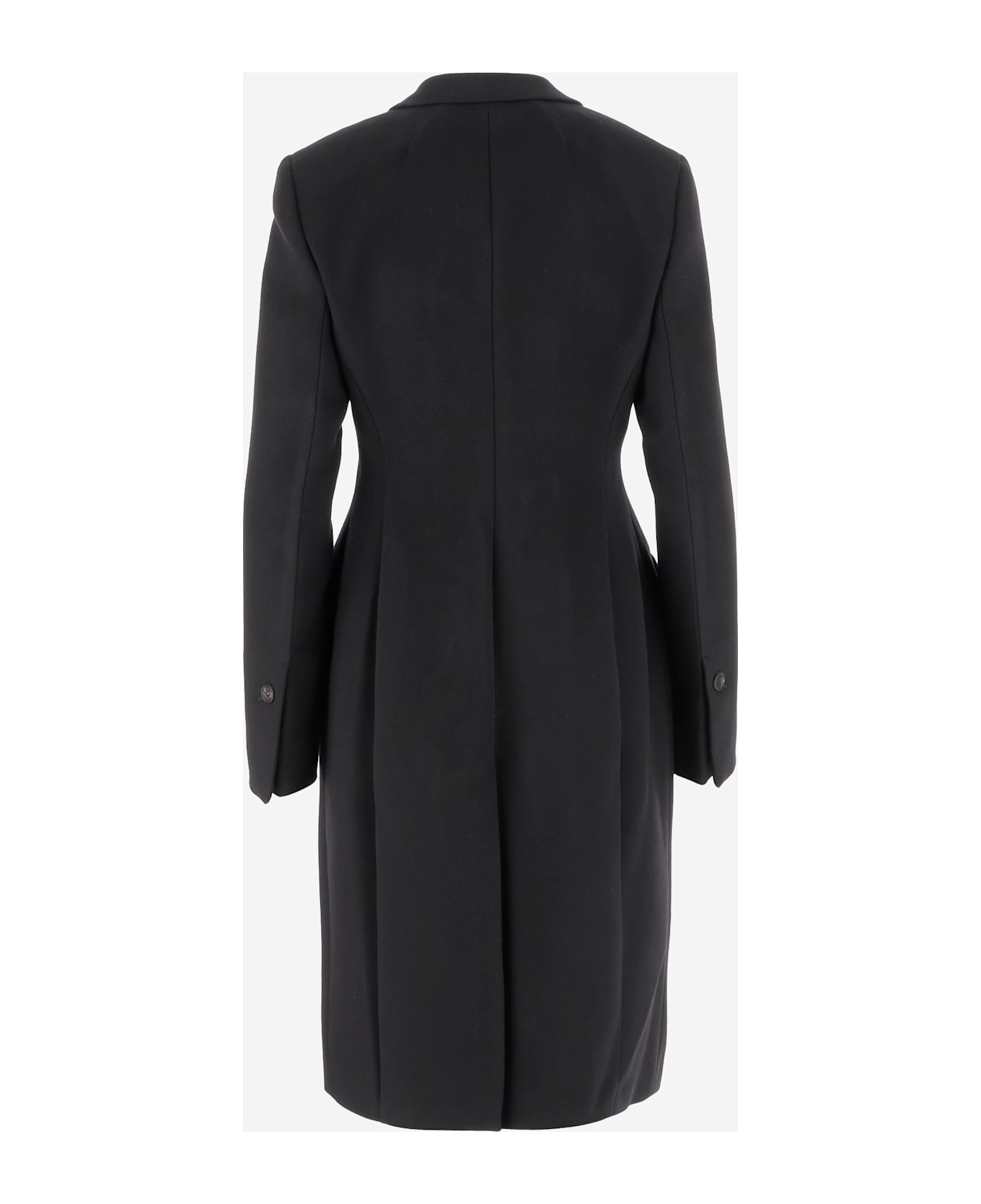 Ferragamo Single-breasted Shaped Coat In Wool And Cashmere - Black