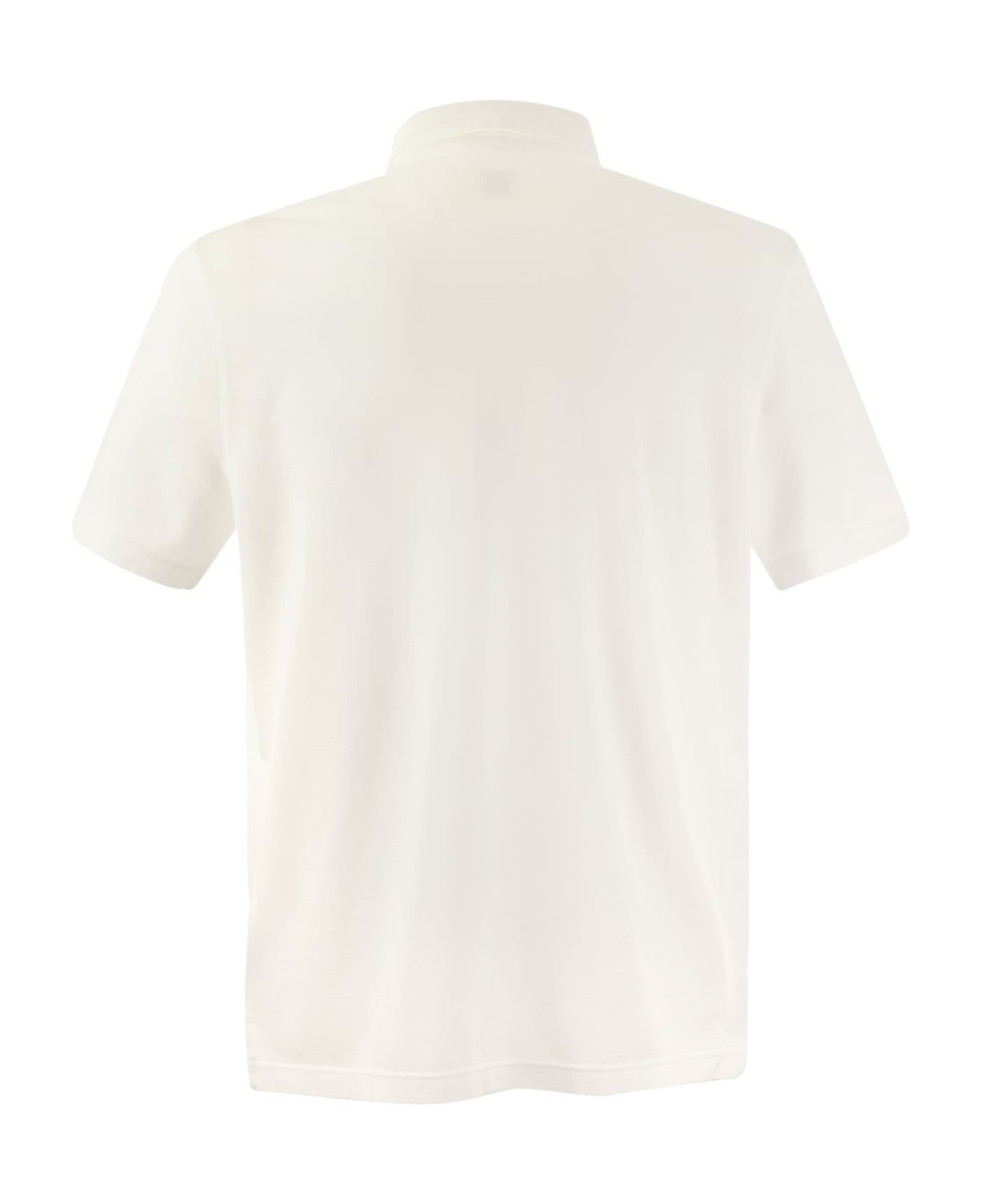 Fedeli Short-sleeved Cotton Polo Shirt - White