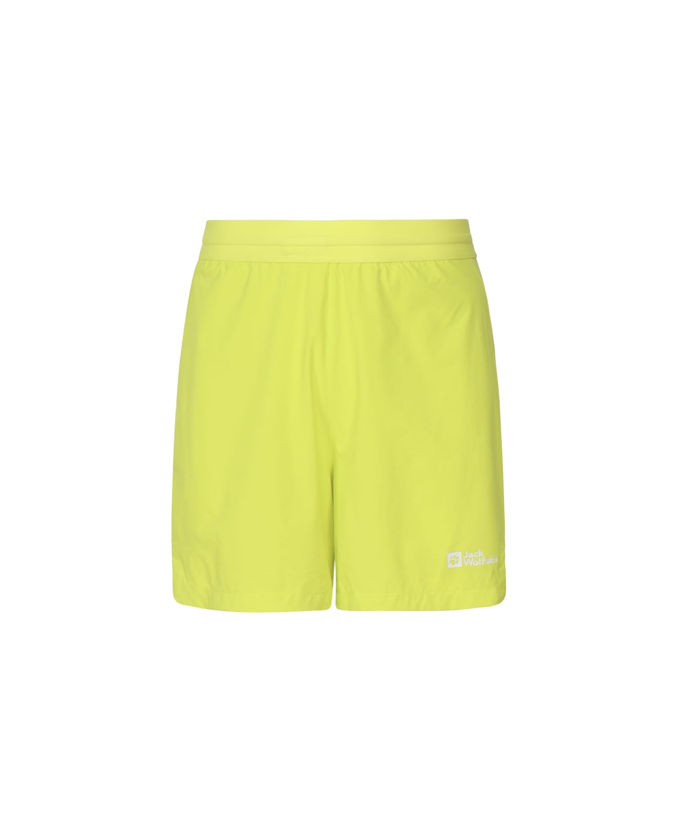 Jack Wolfskin Shorts In Technical Fabric With Contrasting Logo - Yellow