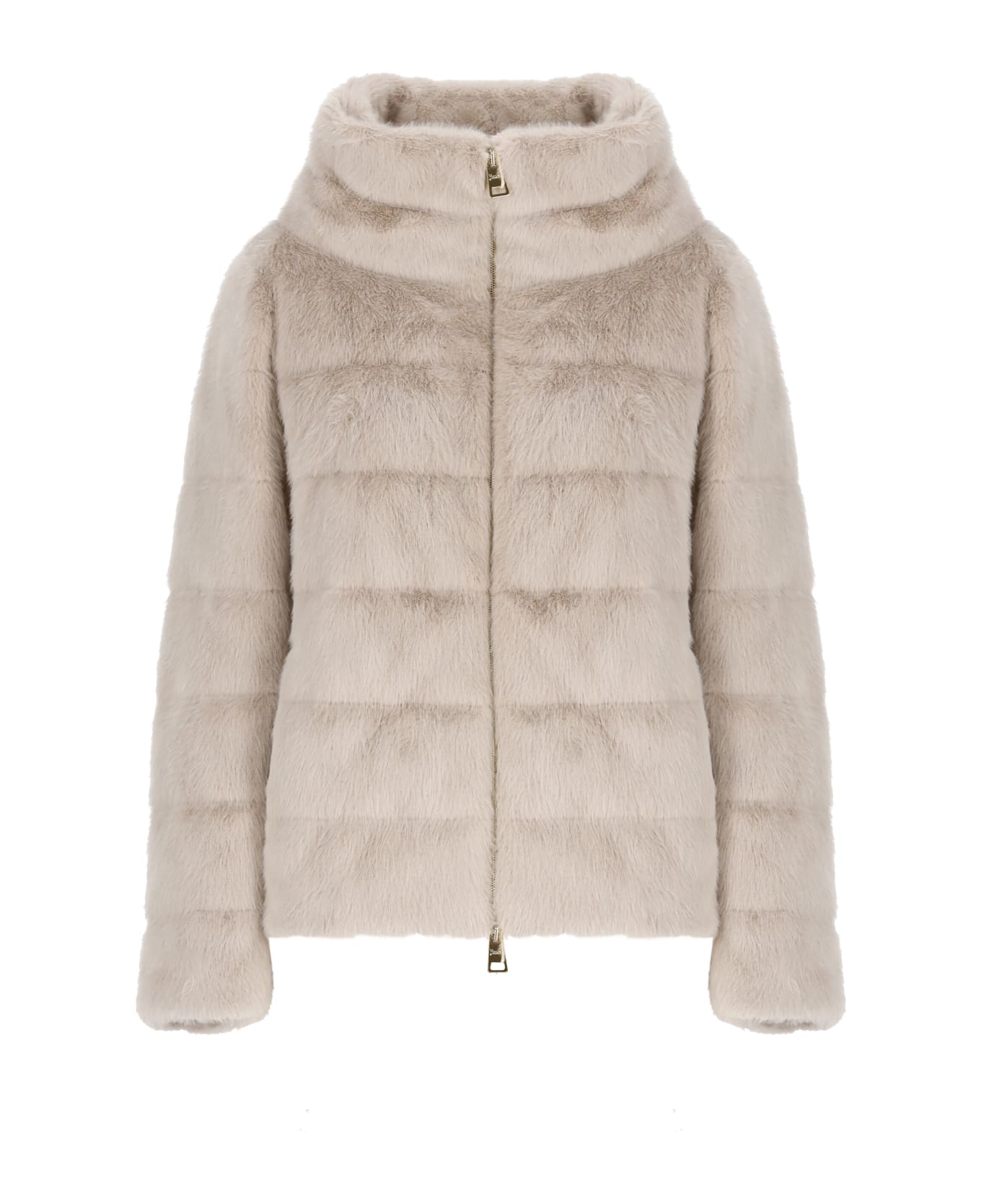 Herno Chantilly Pink Fur Puffer Jacket - Ivory