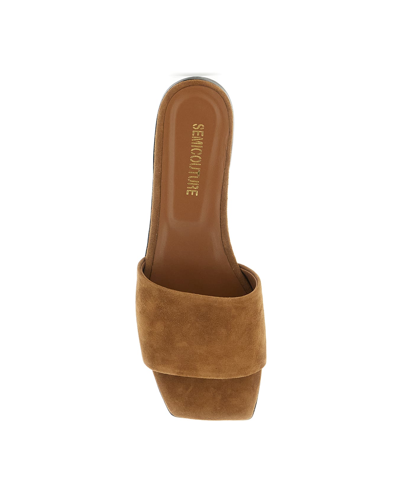 SEMICOUTURE Brown Slide Sandals In Suede Woman - Brown