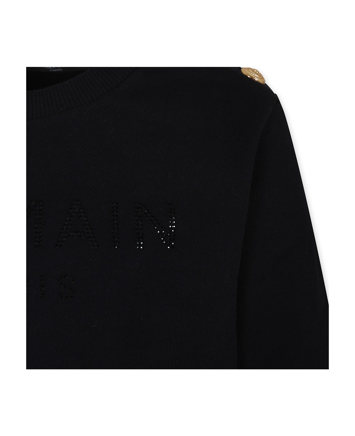 Balmain Black Sweatshirt For Girl With Logo - Black