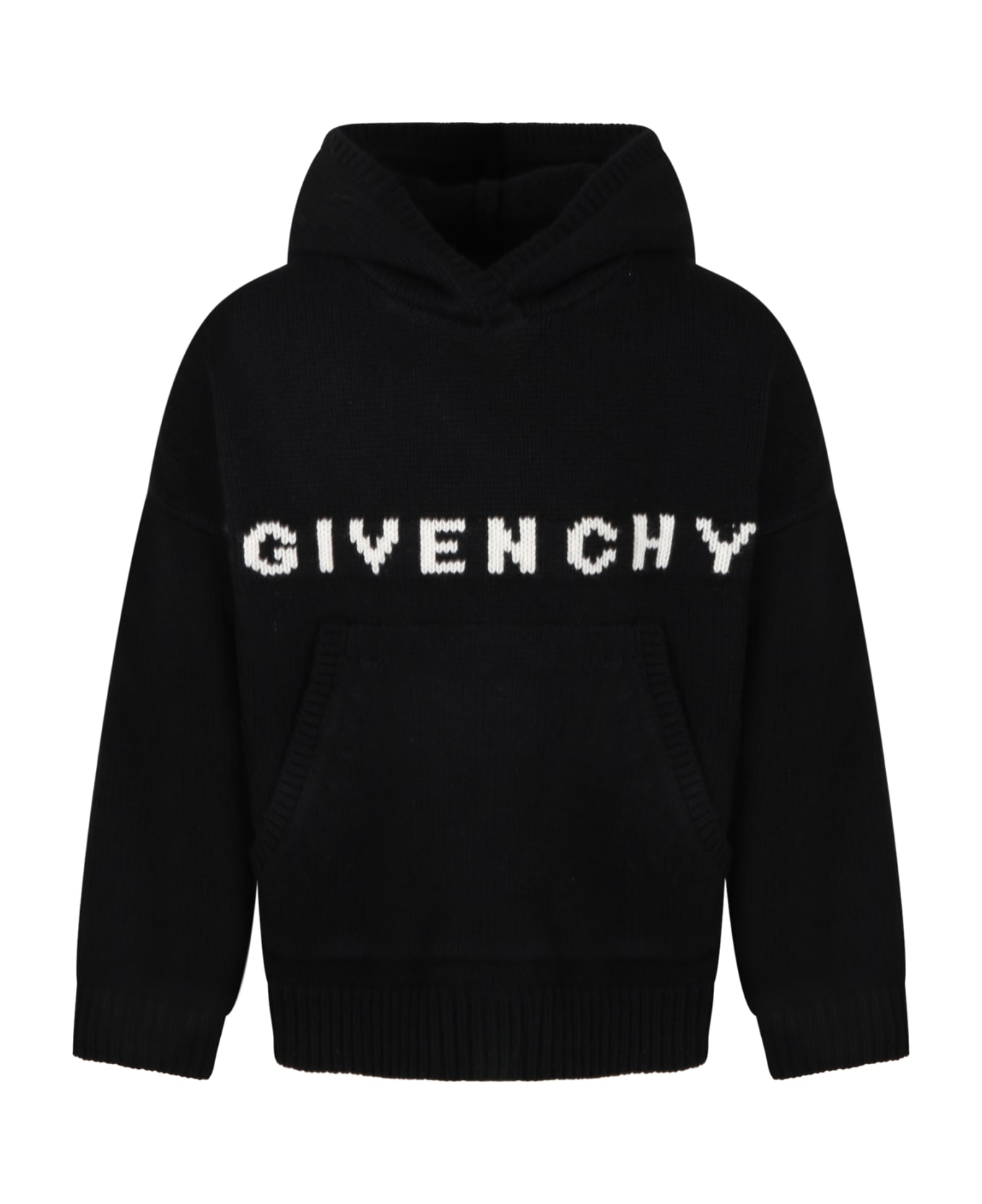 Givenchy Black Sweater For Kids With Logo - Black