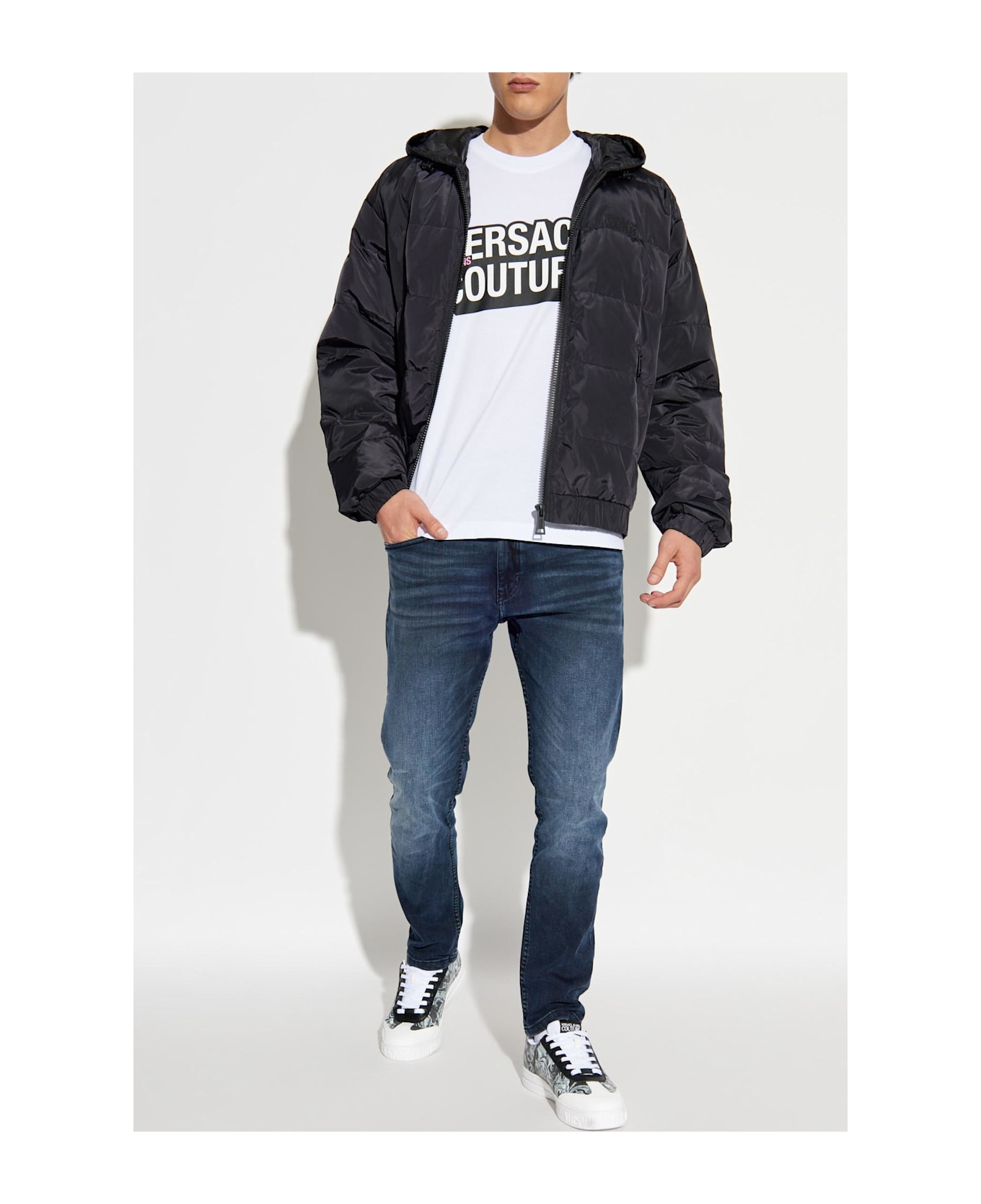 Versace Jeans Couture Insulated Hooded Jacket - BLACK