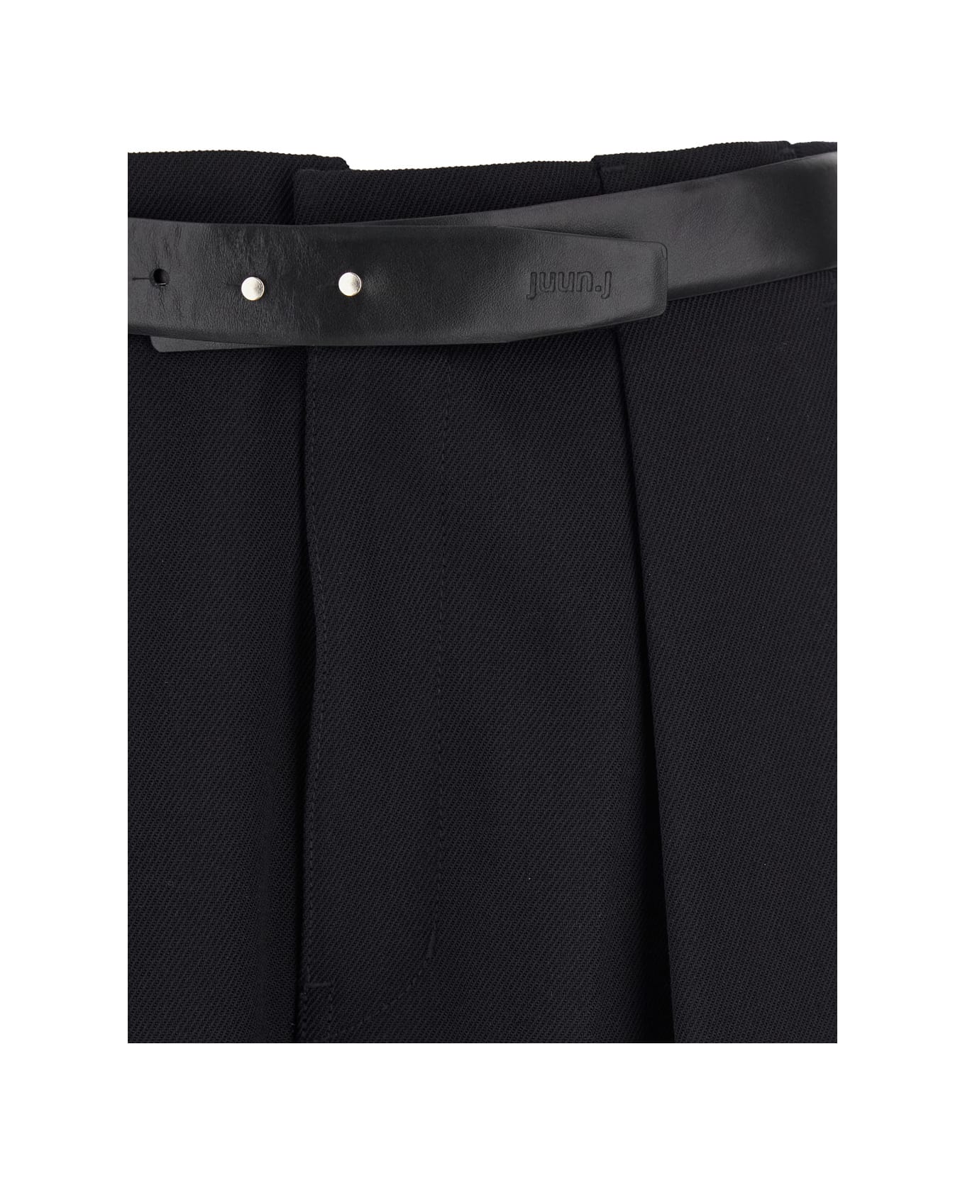 Juun.J Wool Blended Pants With Belt - Blu