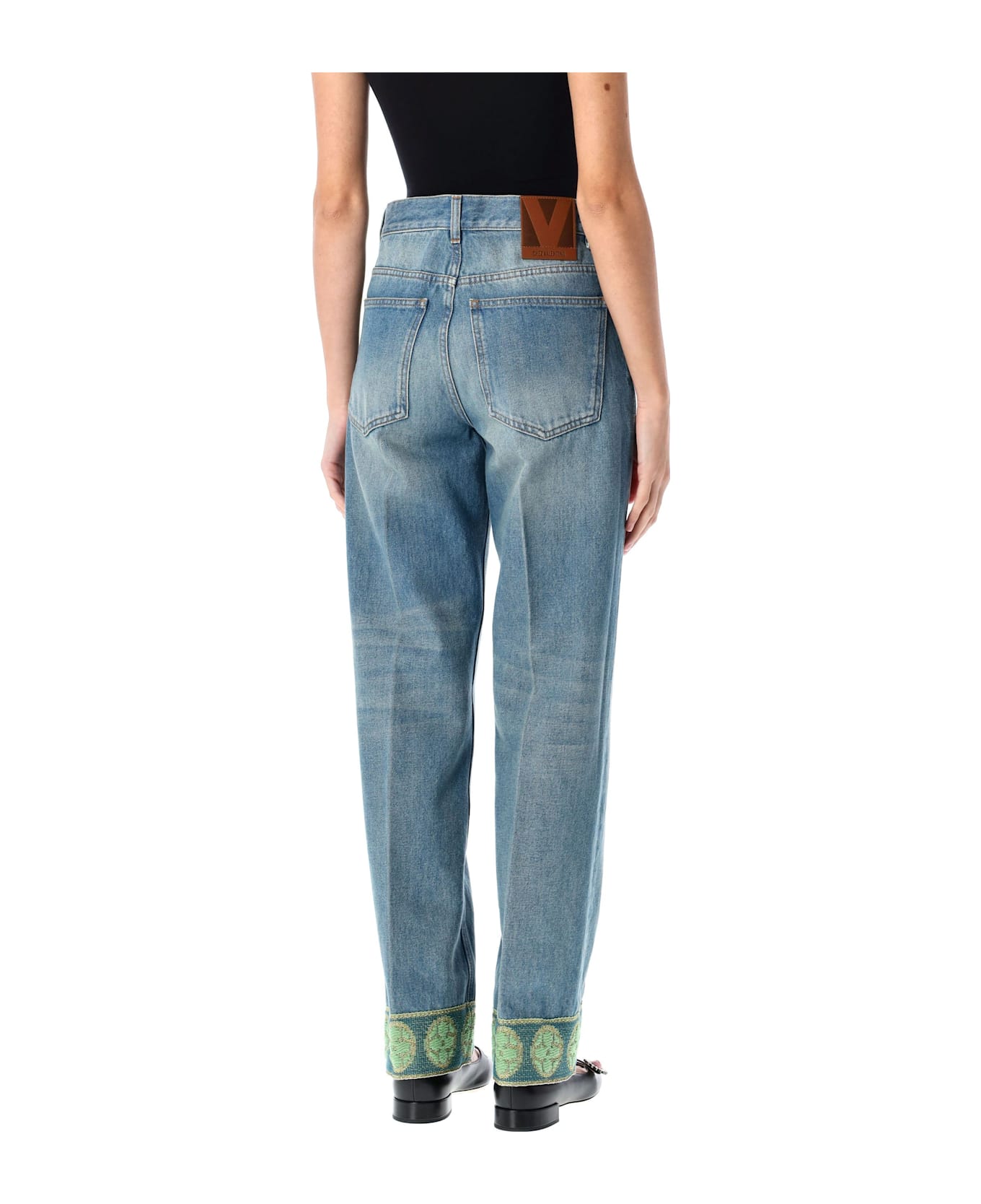 Valentino Garavani Jeans With Jacquard Details - MEDIUM BLUE