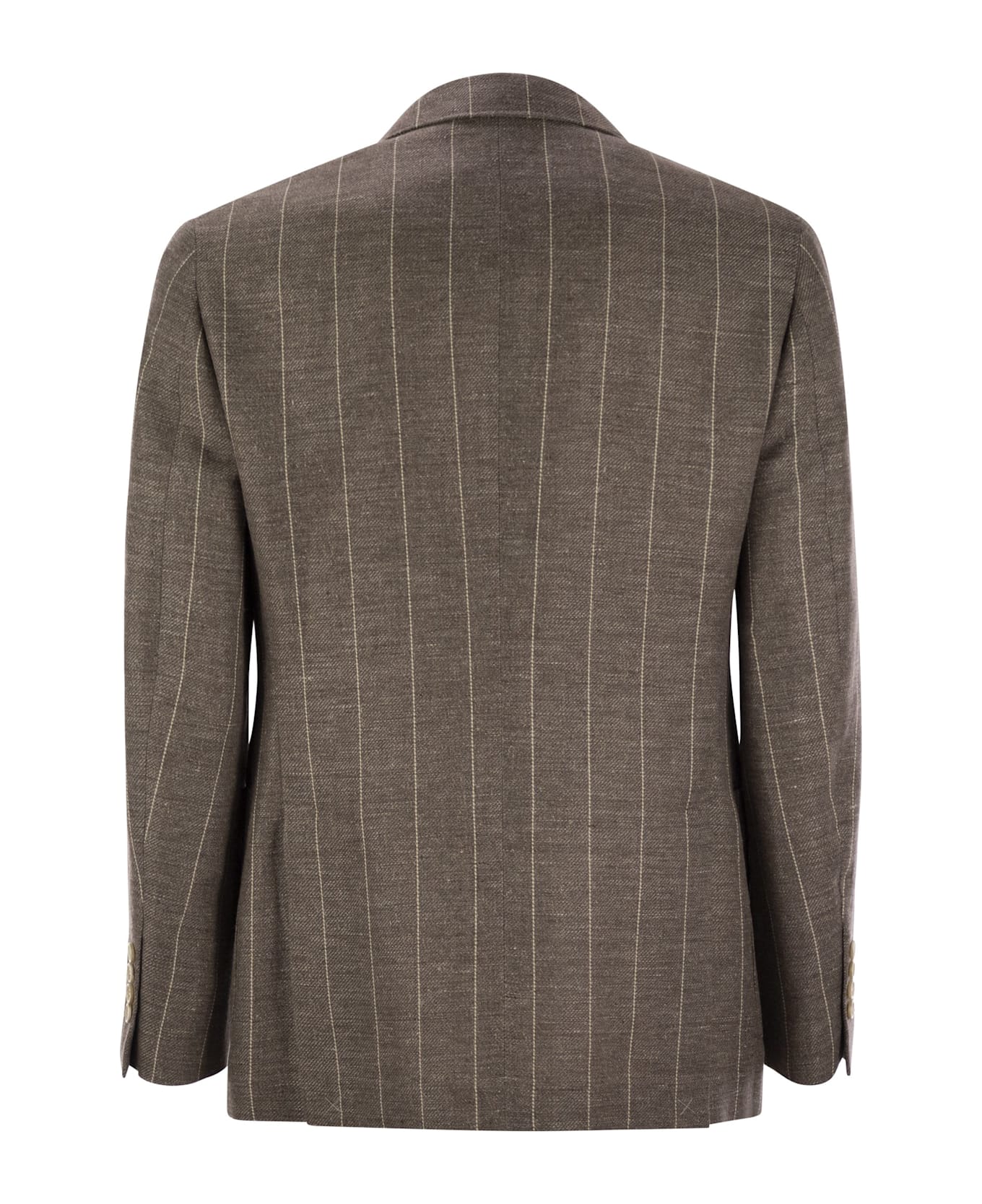 Brunello Cucinelli Deconstructed One-and-a-half-breasted Pinstripe Jacket - Brown